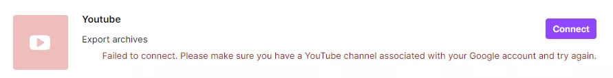 Just yesterday I exported archives to my YouTube but today it had my account disconnected and when I try to reconnect it gives me the message in the image. Anyone know how I can fix this?