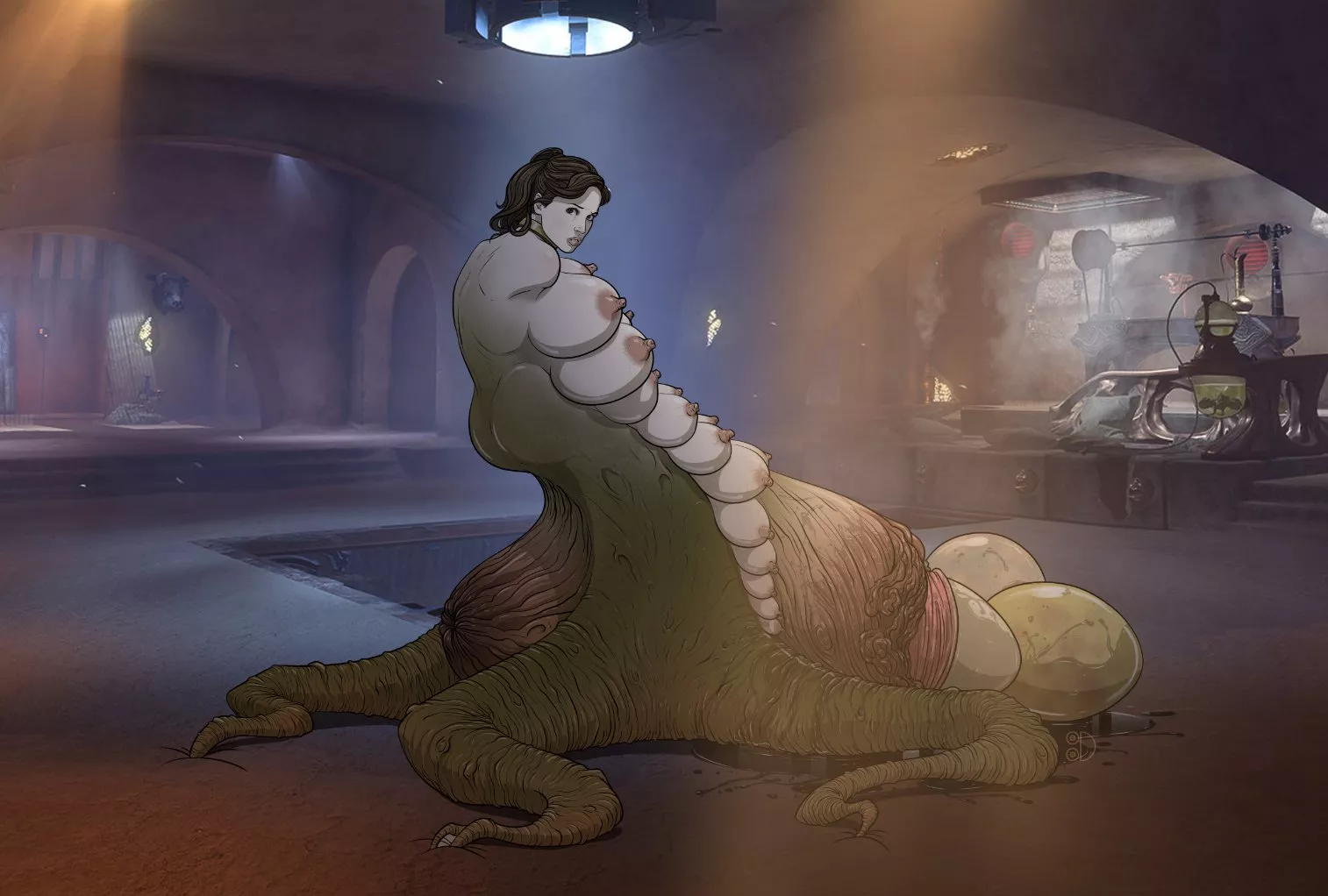 Jyn Erso joins the Hutt breeding harem [F -> alien] (Tittydispenser)