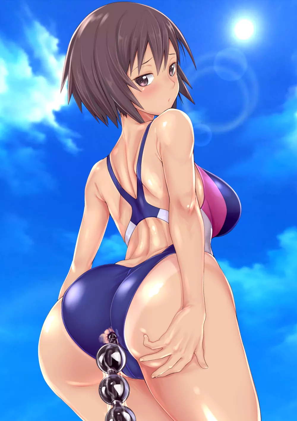 Kagura Anal Beads Swimsuit Tear