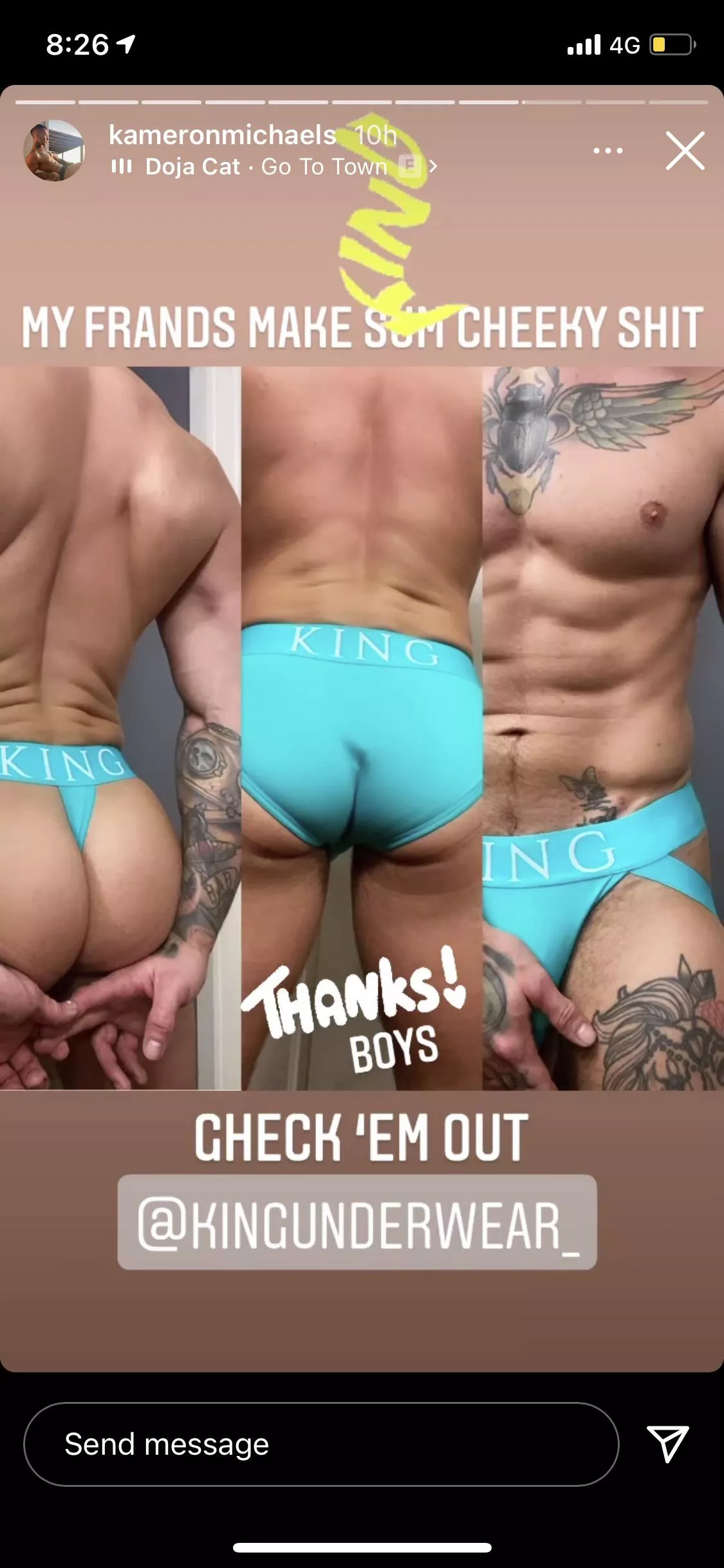 kameronâ€™s ass and bulge on insta story