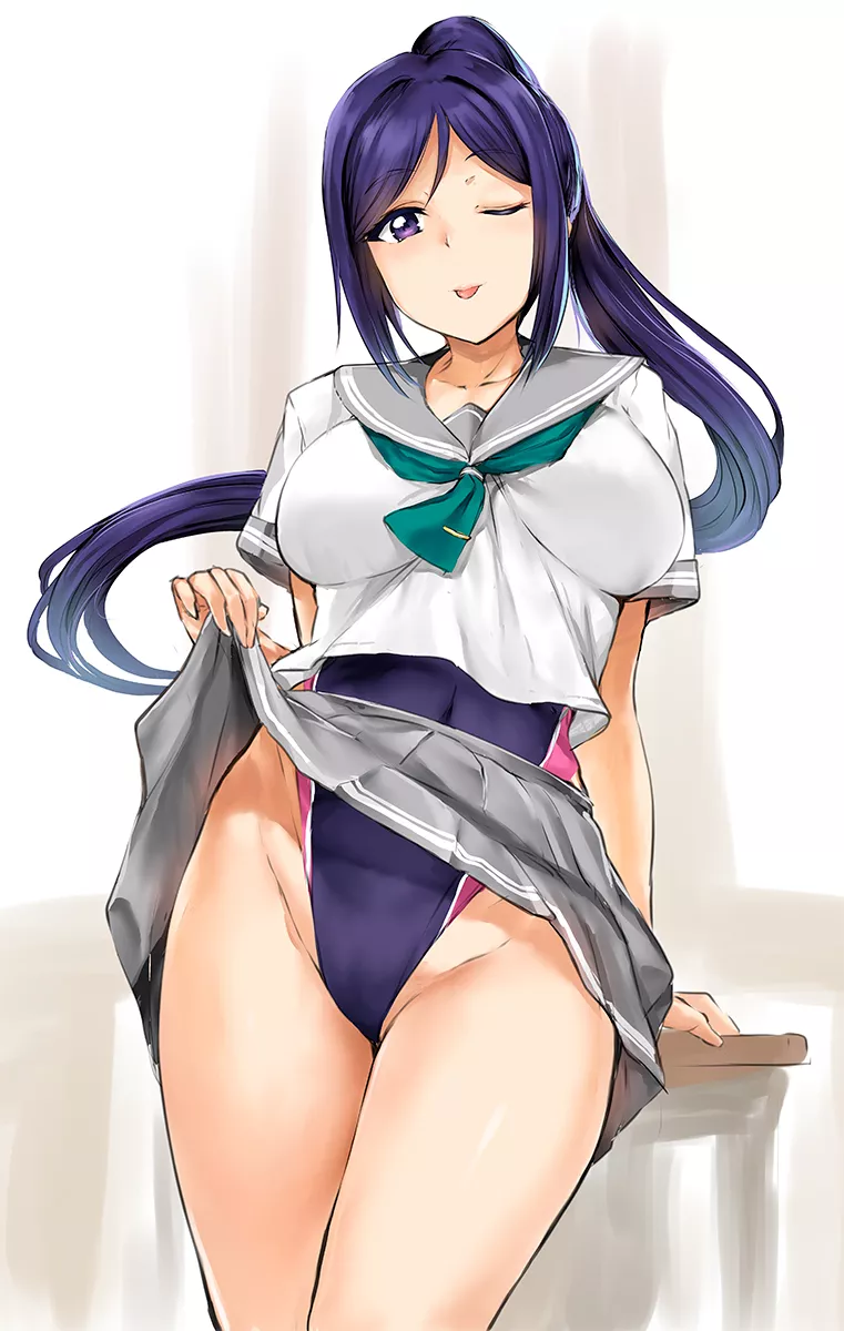 Kanan Swimsuit Under Her Uniform Tease (Kamishiro Ryuu) [Love Live!]