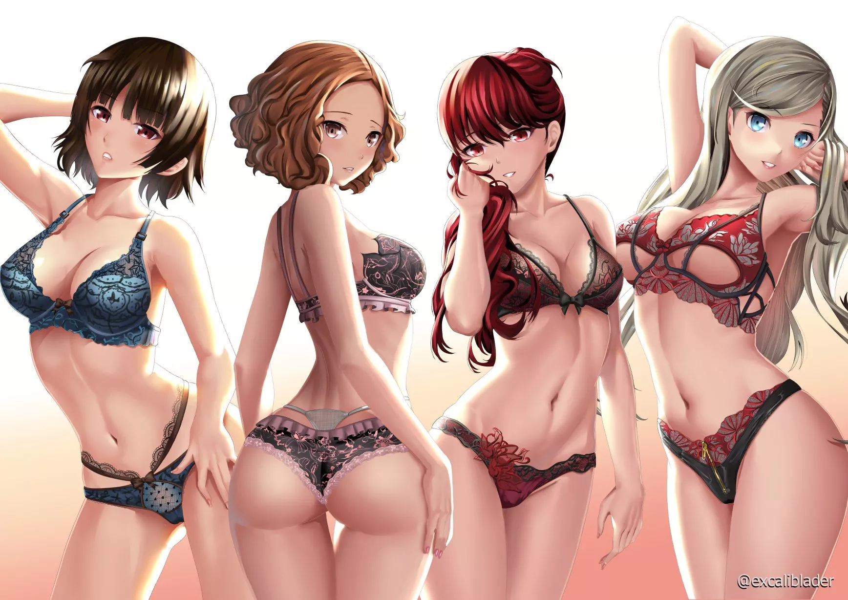 Kasumi, Makoto, Ann and Haru in lingerie [Person] (Excaliblader)