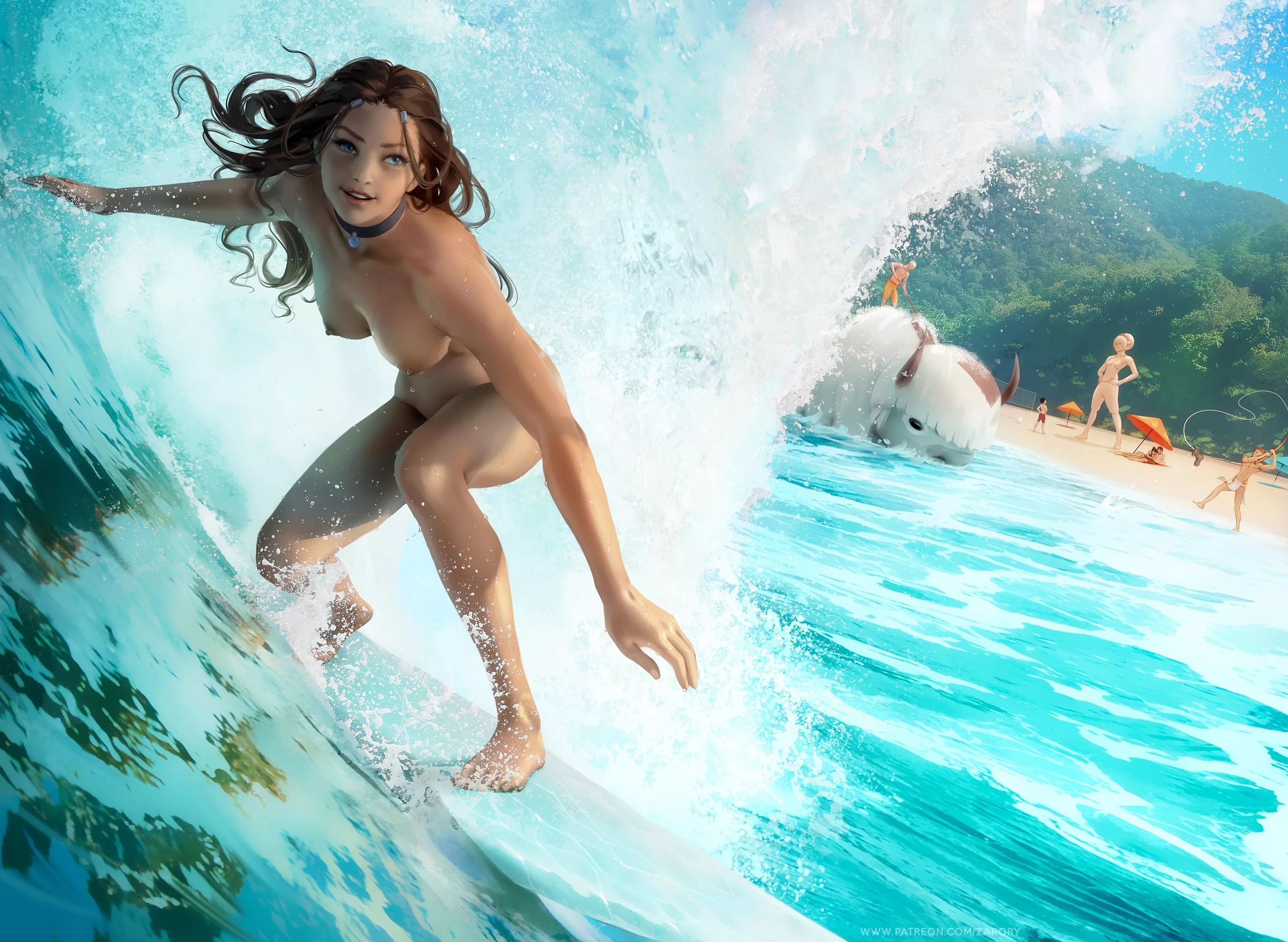 Katara surfing. (Zarory) [Avatar: The Last Airbender]