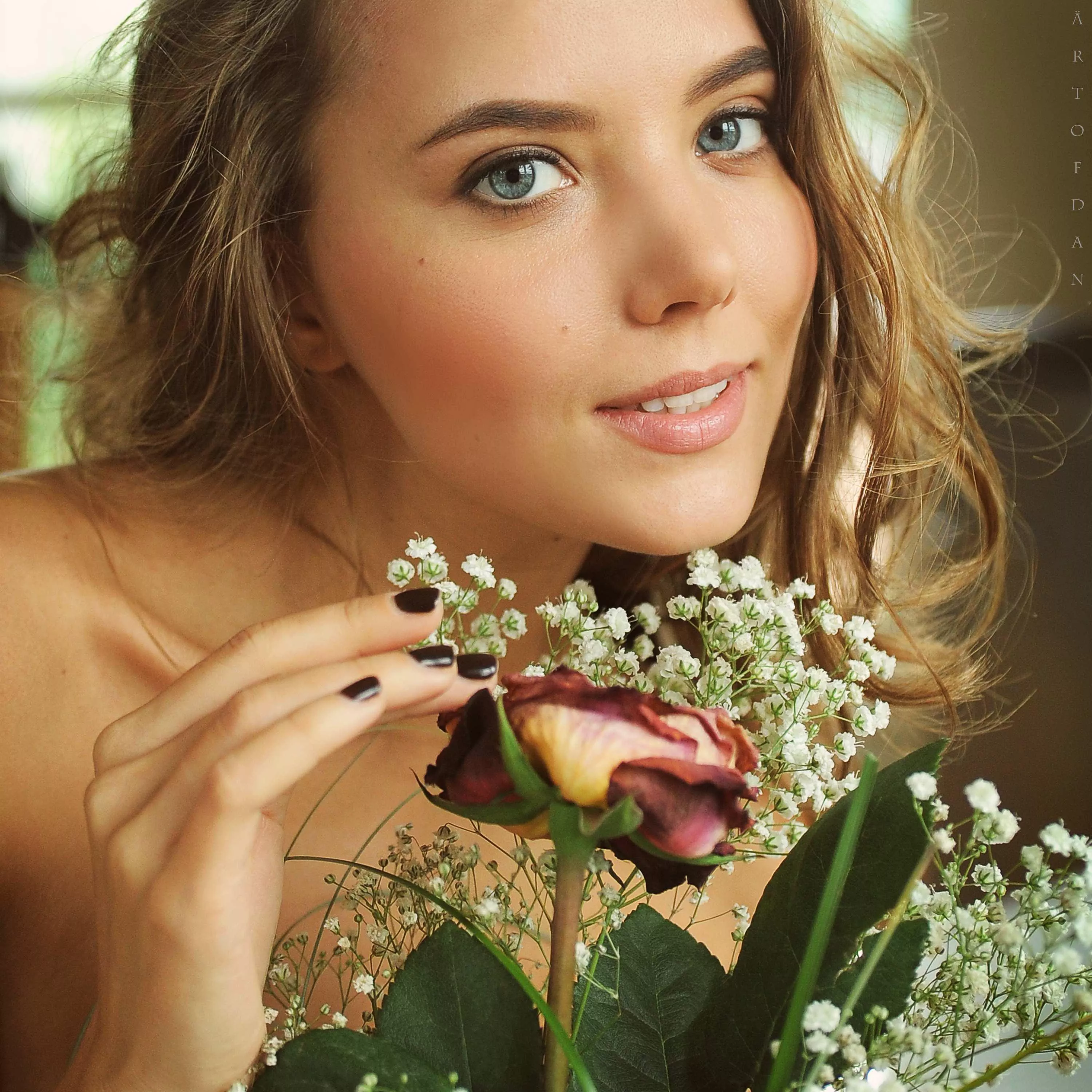 Katya Clover amongst the flowers