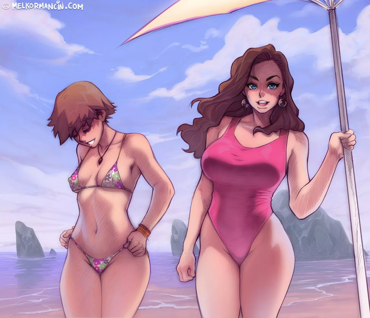 Kelly and Janice on the beach (Melkor Mancin) [Original]