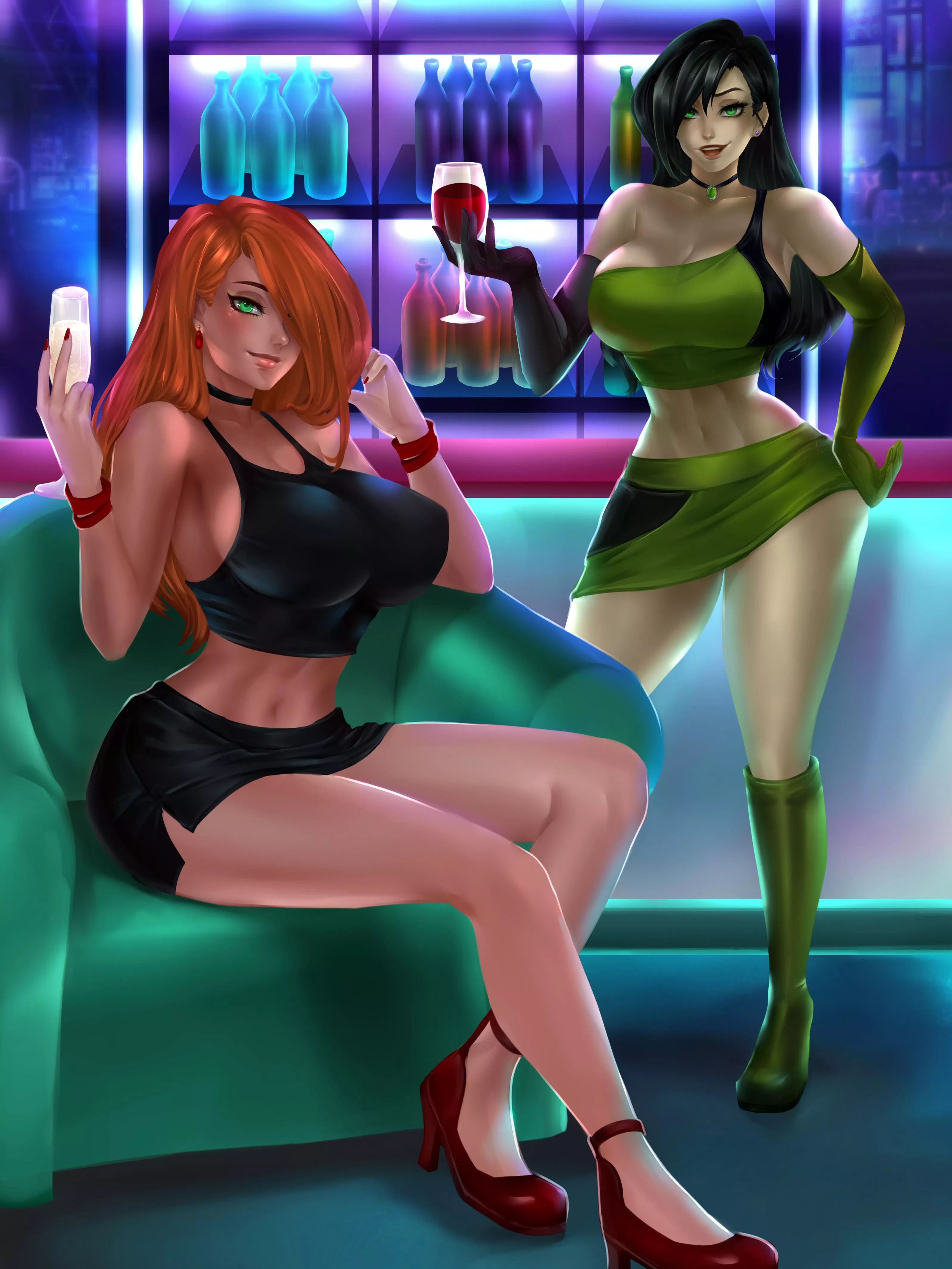 Kim & Shego at the bar (AniCrys)