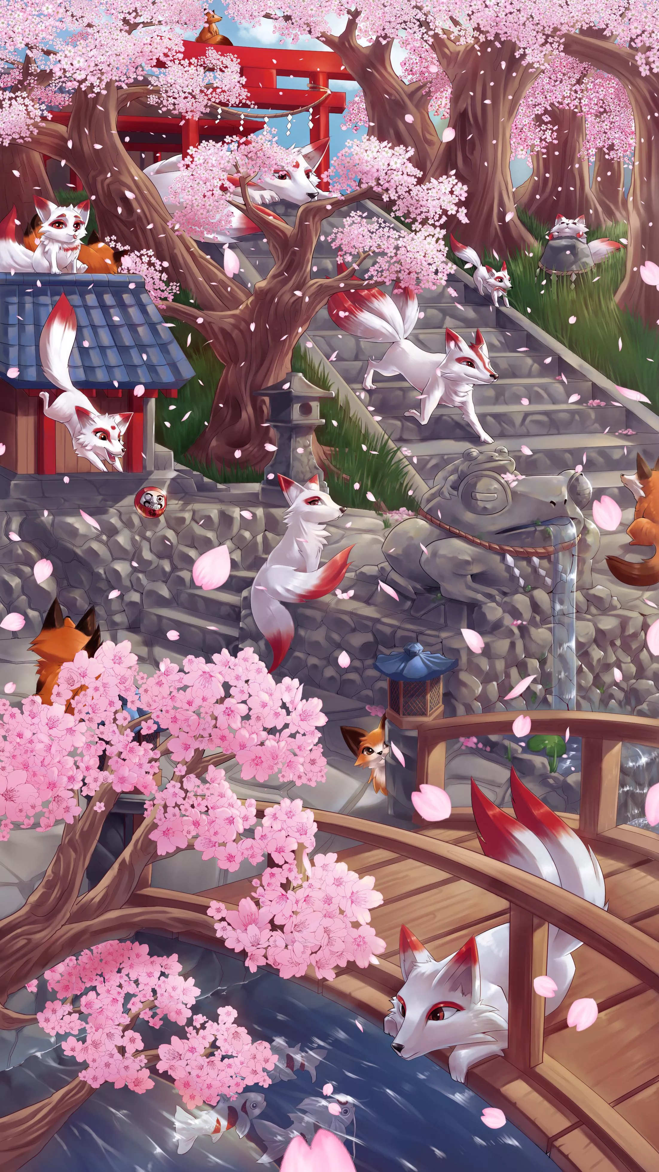 Kitsune temple 🎏✨ ( art by me sparkittyart)