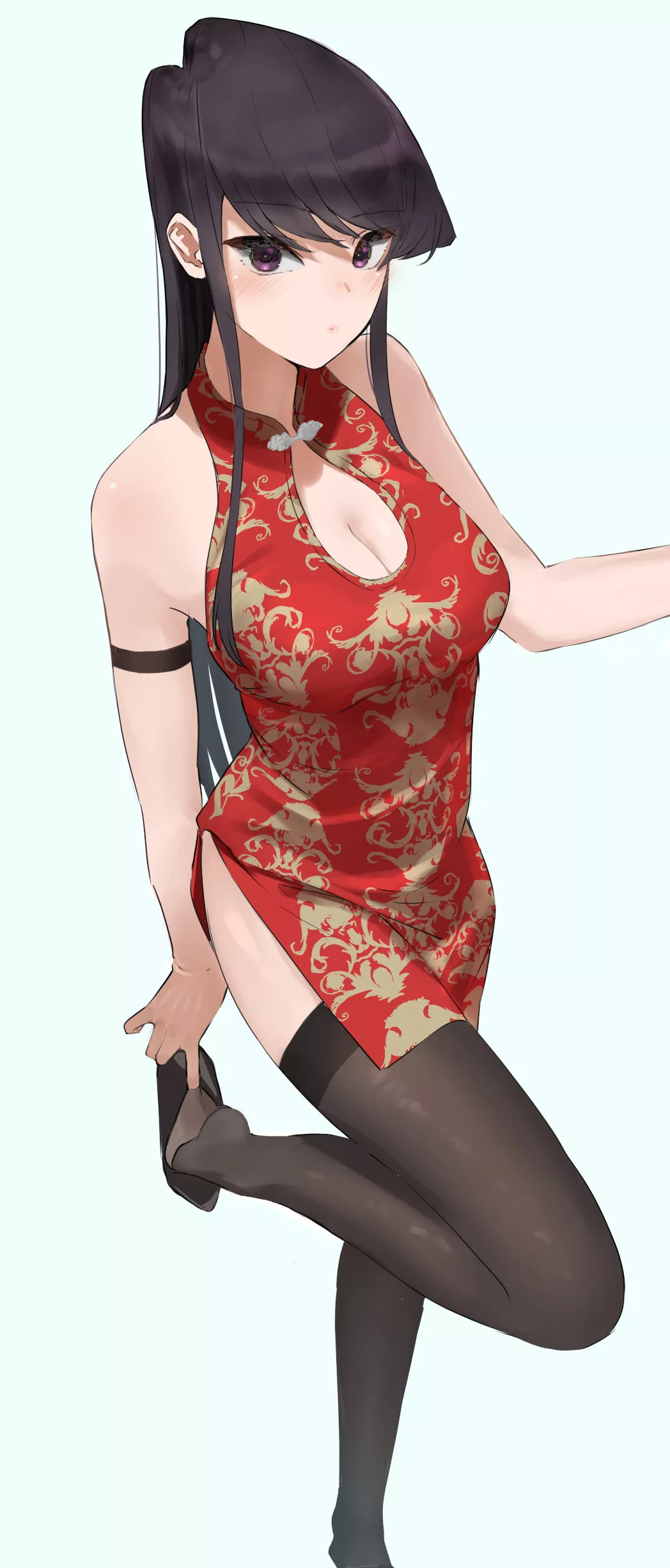 Komi Shoko in a cheongsam