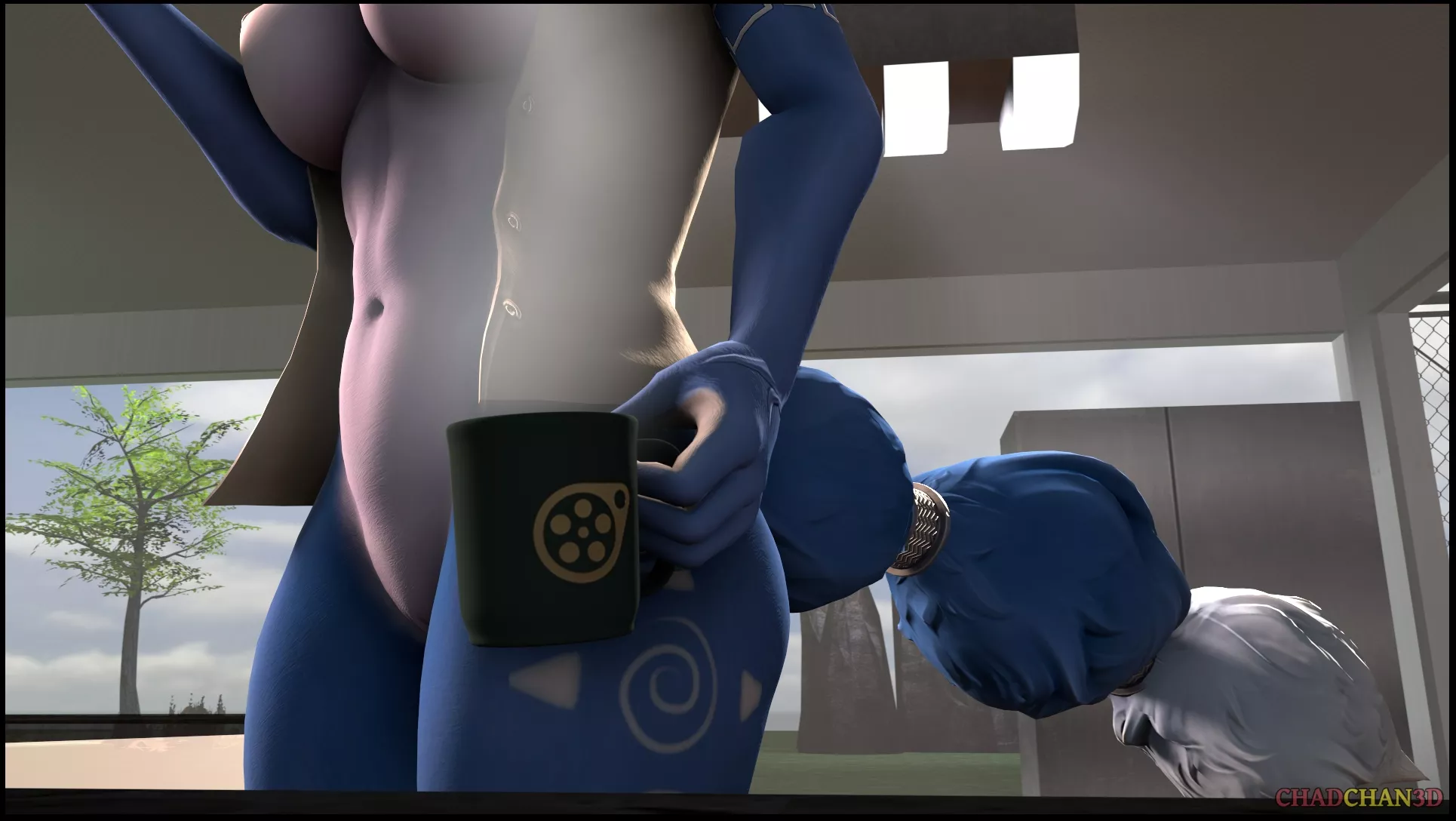 Krystal grabs her morning cup of joe (ChadChan3D) [Star Fox]