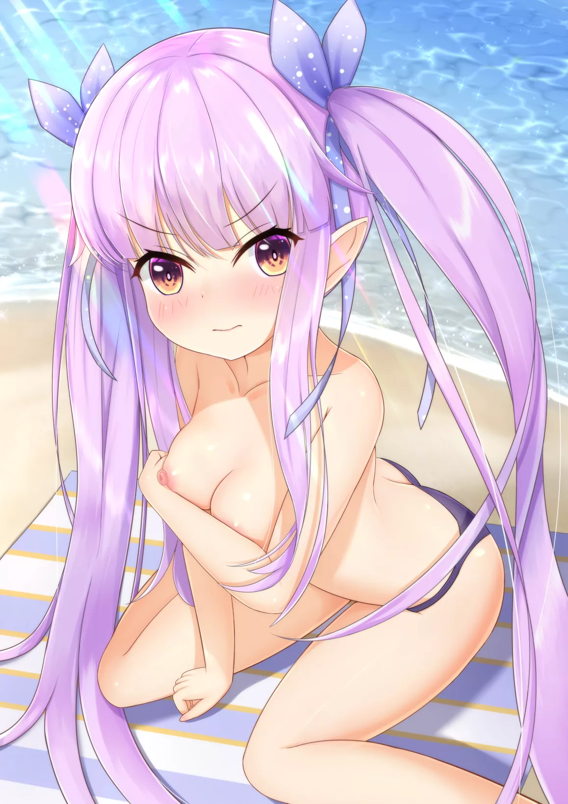 Kyouka Blushing At The Beach