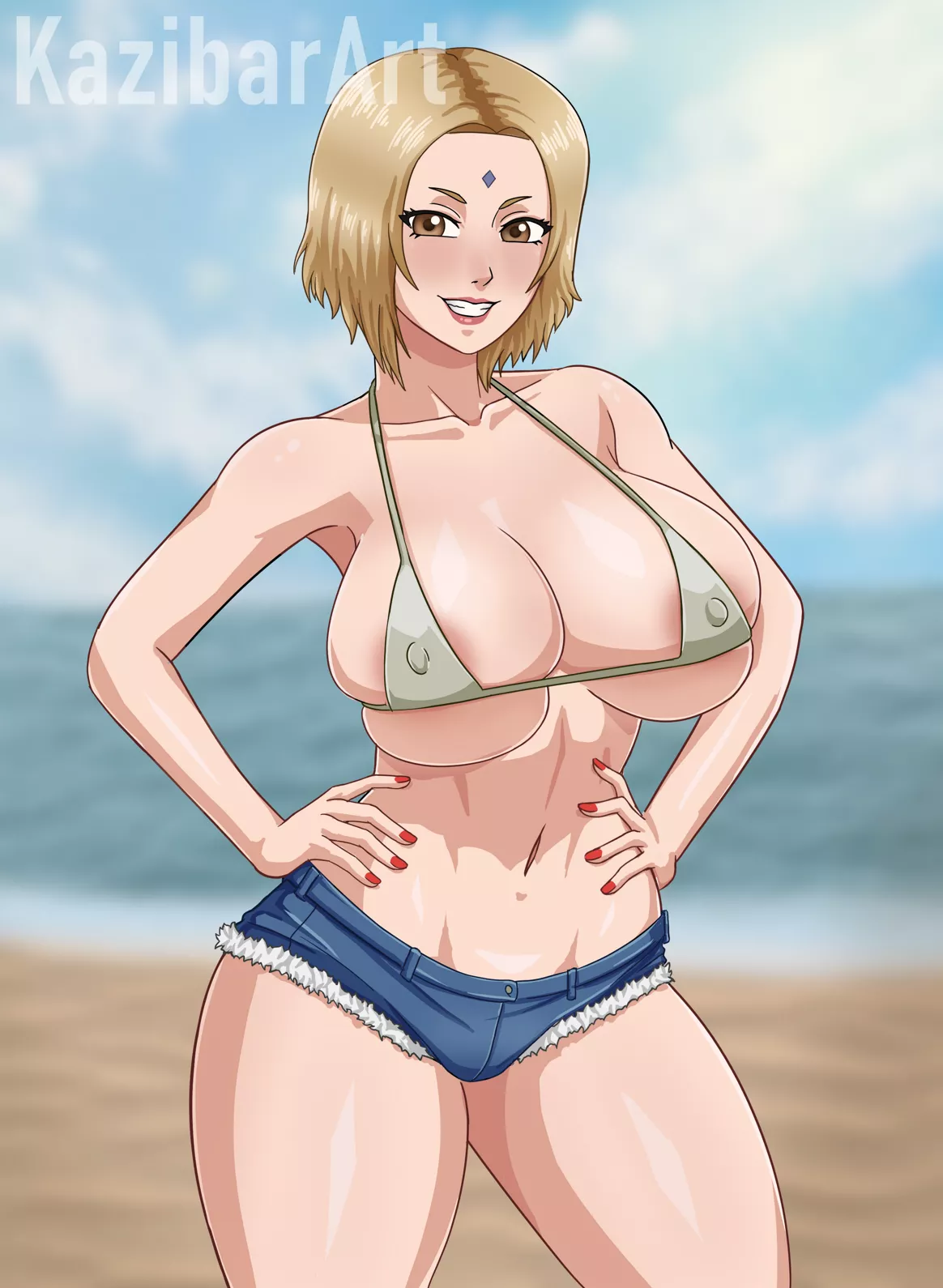 Lady Tsunade at the beach with a new style, styling and profiling 💜🌅🏖