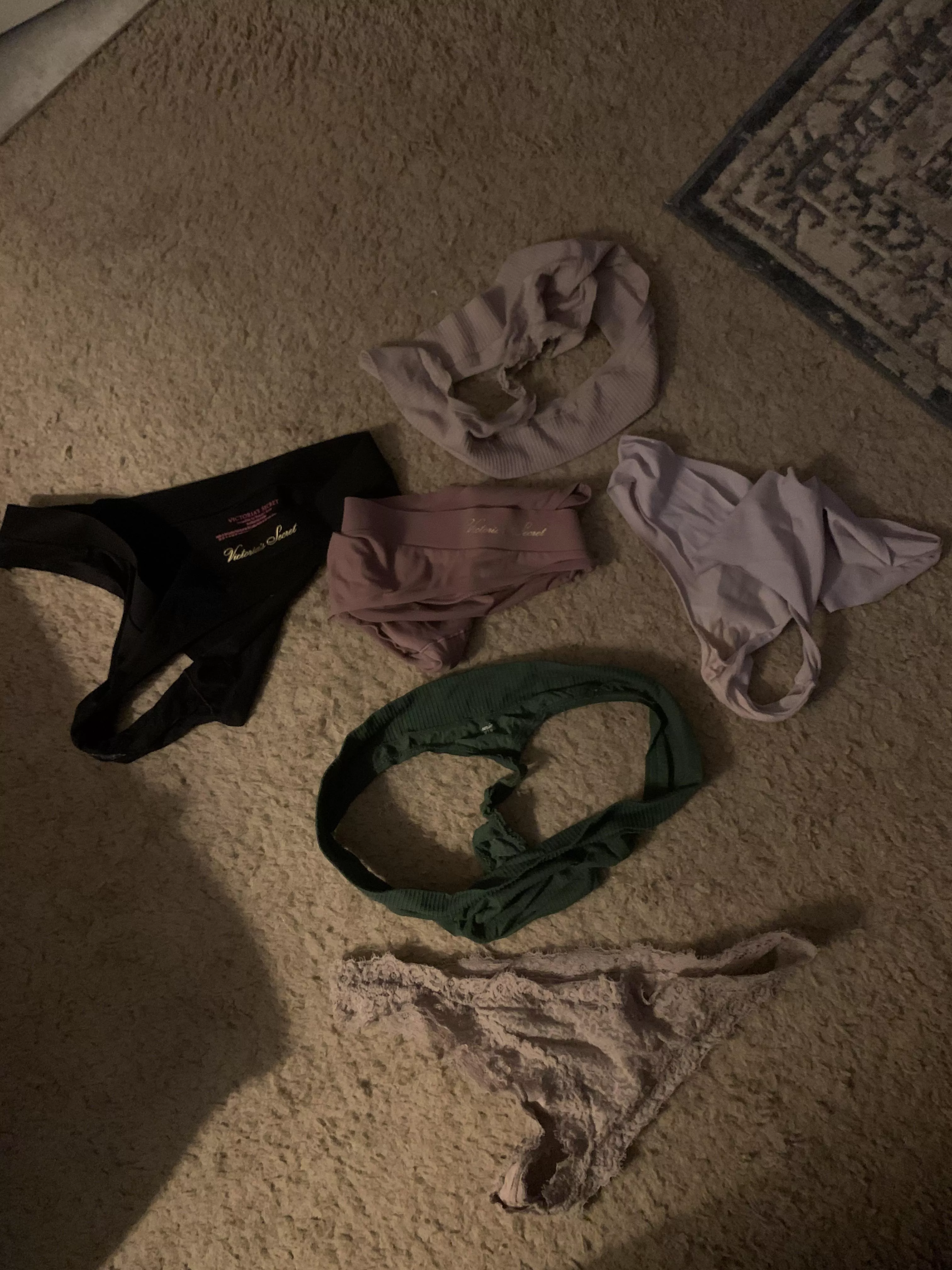 Last weeks dirty panties. DM me which pair you want ðŸ˜ˆ. US based*