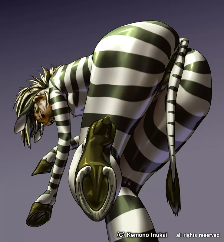 Latex zebra girl