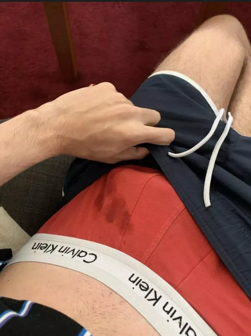 Leaking in my boxers, who wants to lick up all this precum