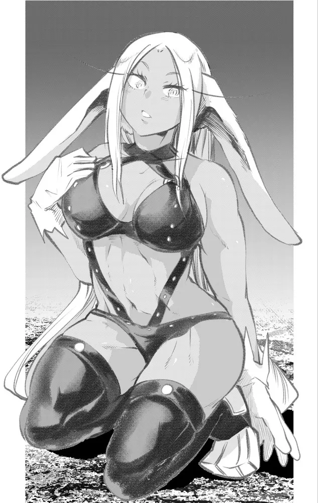 Leather bound bunny with thick thighs