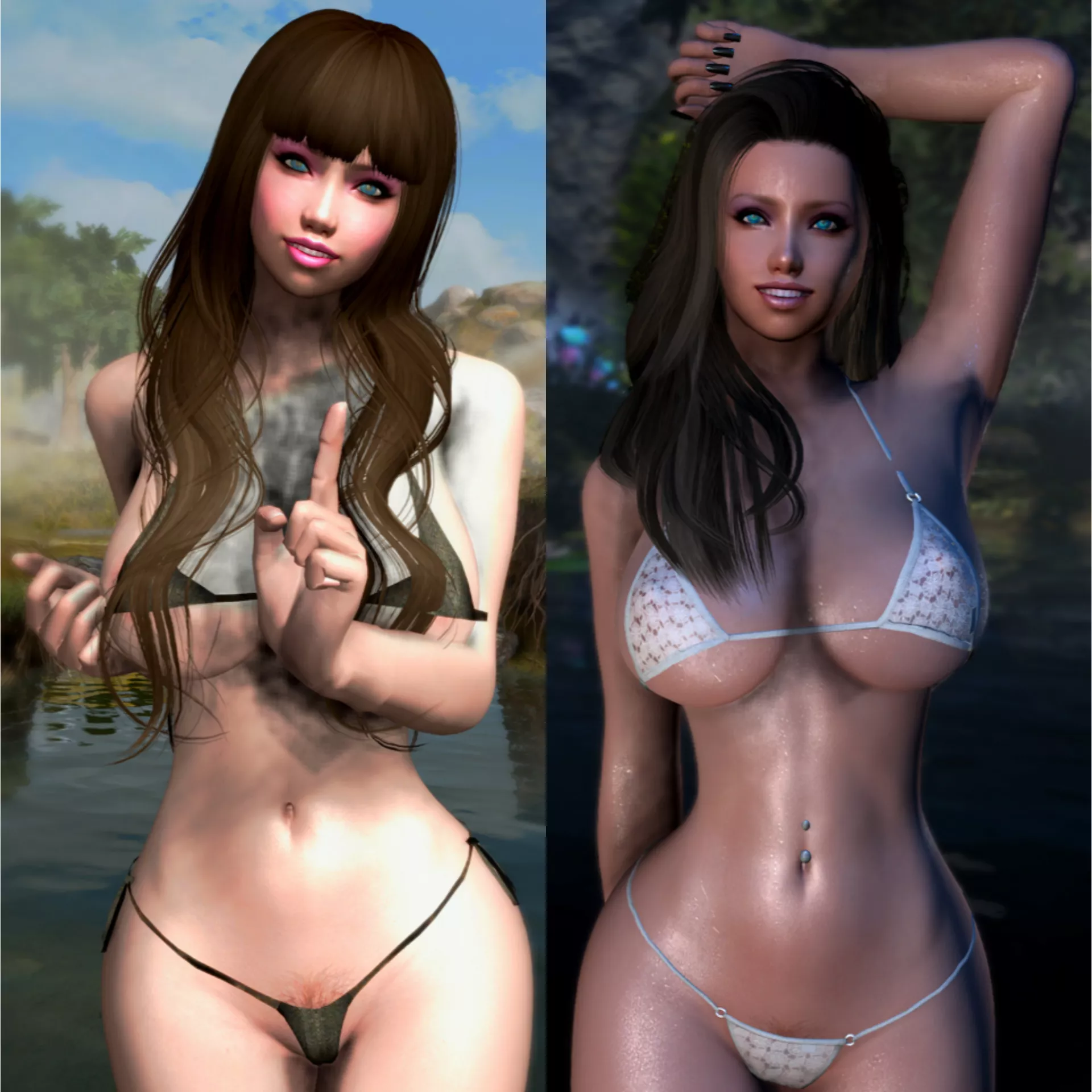 left: 1 month ago, right: today ( one month into nsfw mods on console)