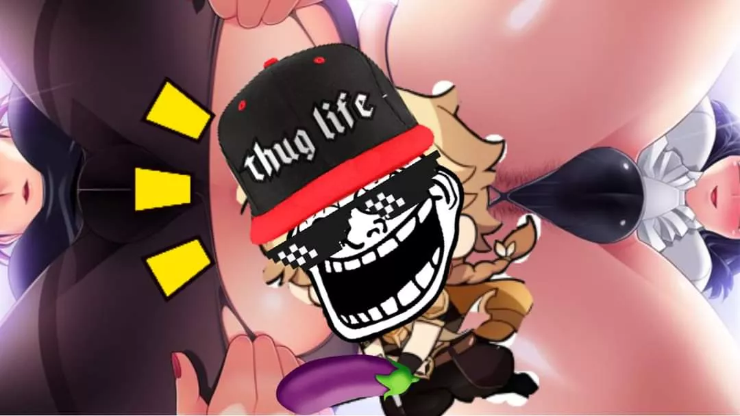 LF Color Source: 2girls, torn legwear, pantyhose, from below, anus, crotch seam, aether(genshin impact), thug life hat i included aether but i only want the source of the picture behind him lol