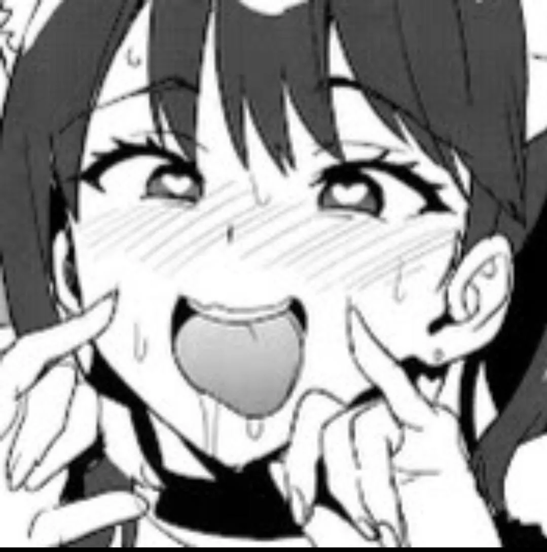 LF Mono Source: 1girl, ahegao, drool, face, close up, heart pupil eyes, bangs, blush, tongue out, sweat, fingernails, hair between eyes