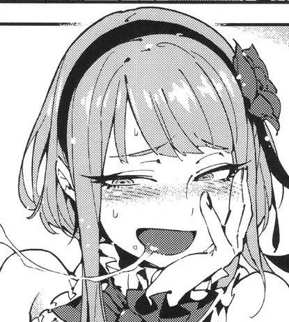 LF mono source: ahegao, saliva, saliva trail, short hair, flower