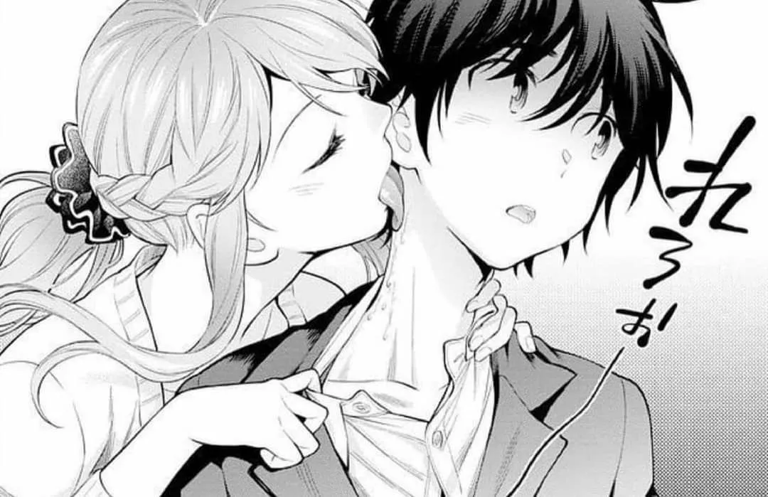 LF Mono Source : licking neck, 1girl, 1boy