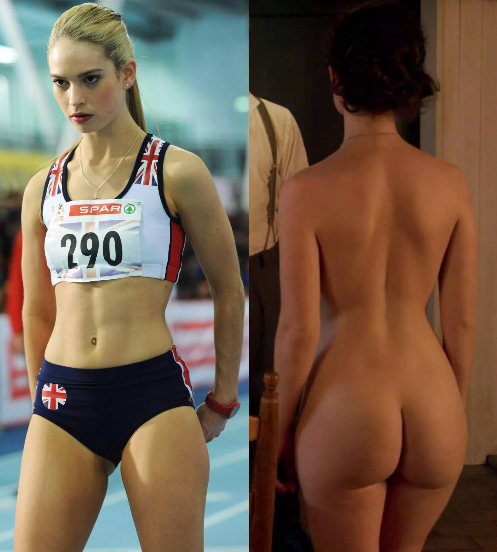 Lily James' fit body and nice ass