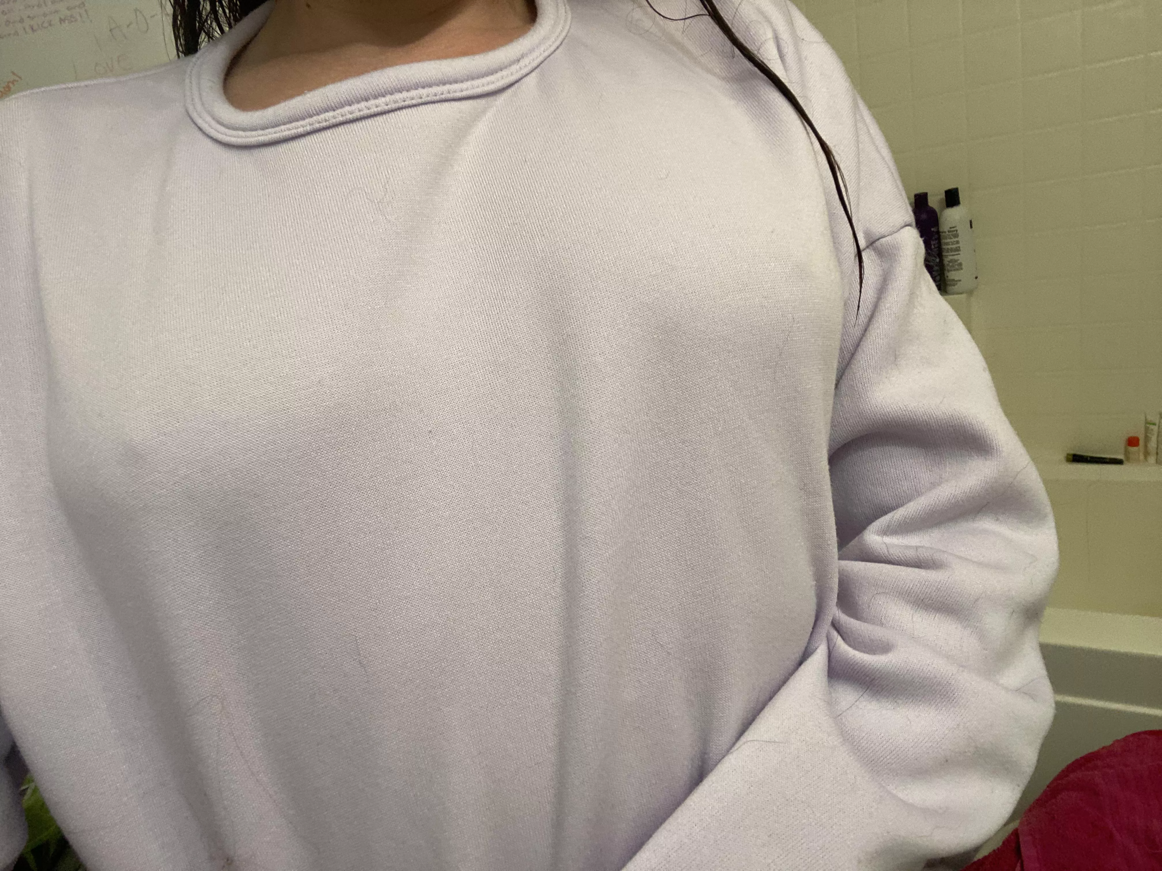 Little boobs but still see the rock tit under my hoodie.ðŸ˜œ