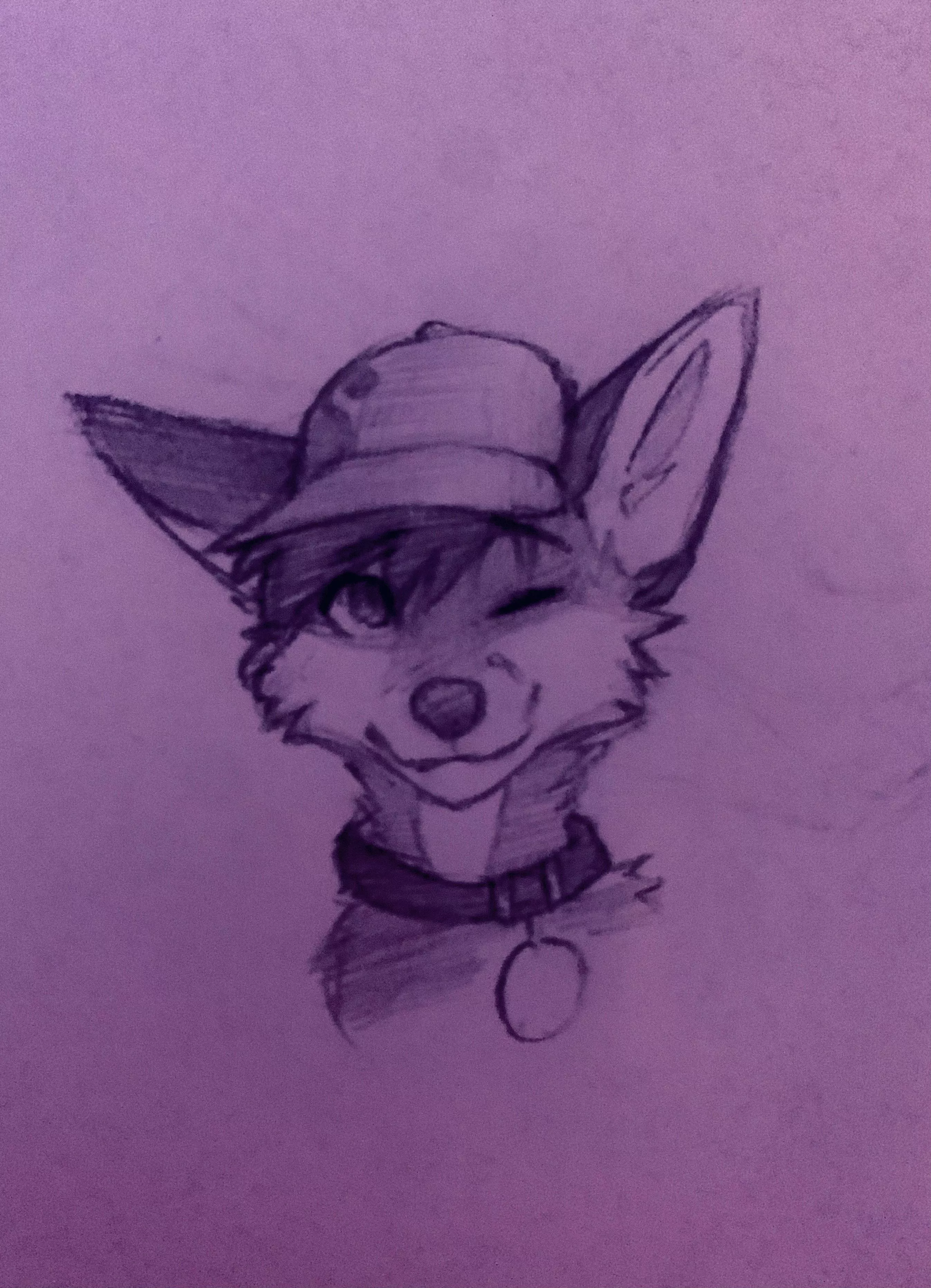 little fox in a hat doodle (art by me :D)