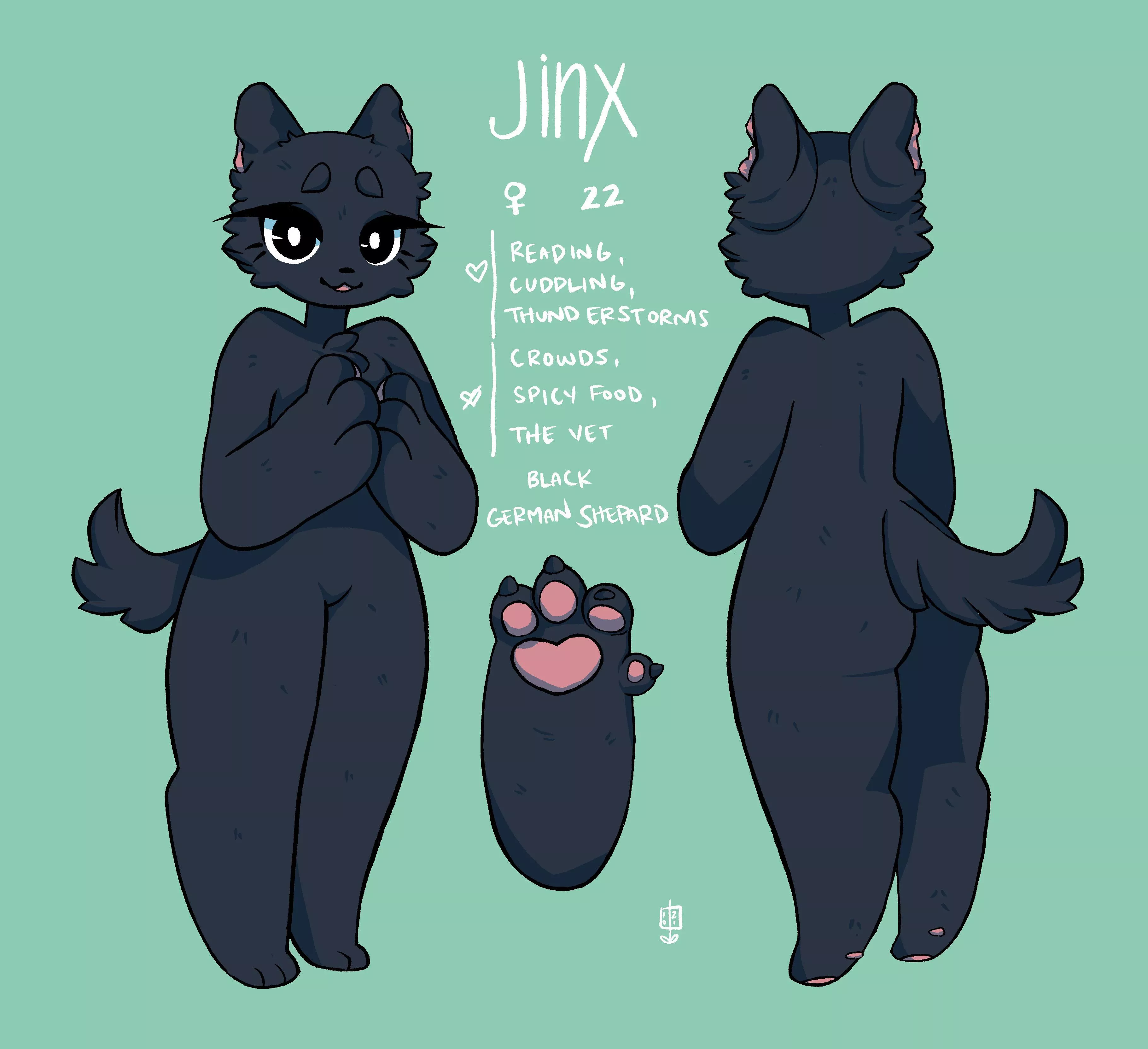 little ref sheet of my oc, Jinx 💕💕