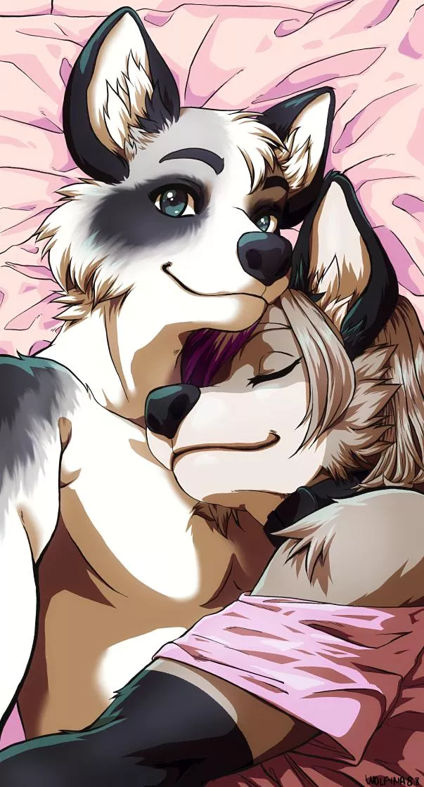 Lockscreen commission I got for me and my bf (Made by @wolfyna88 on Twitter)