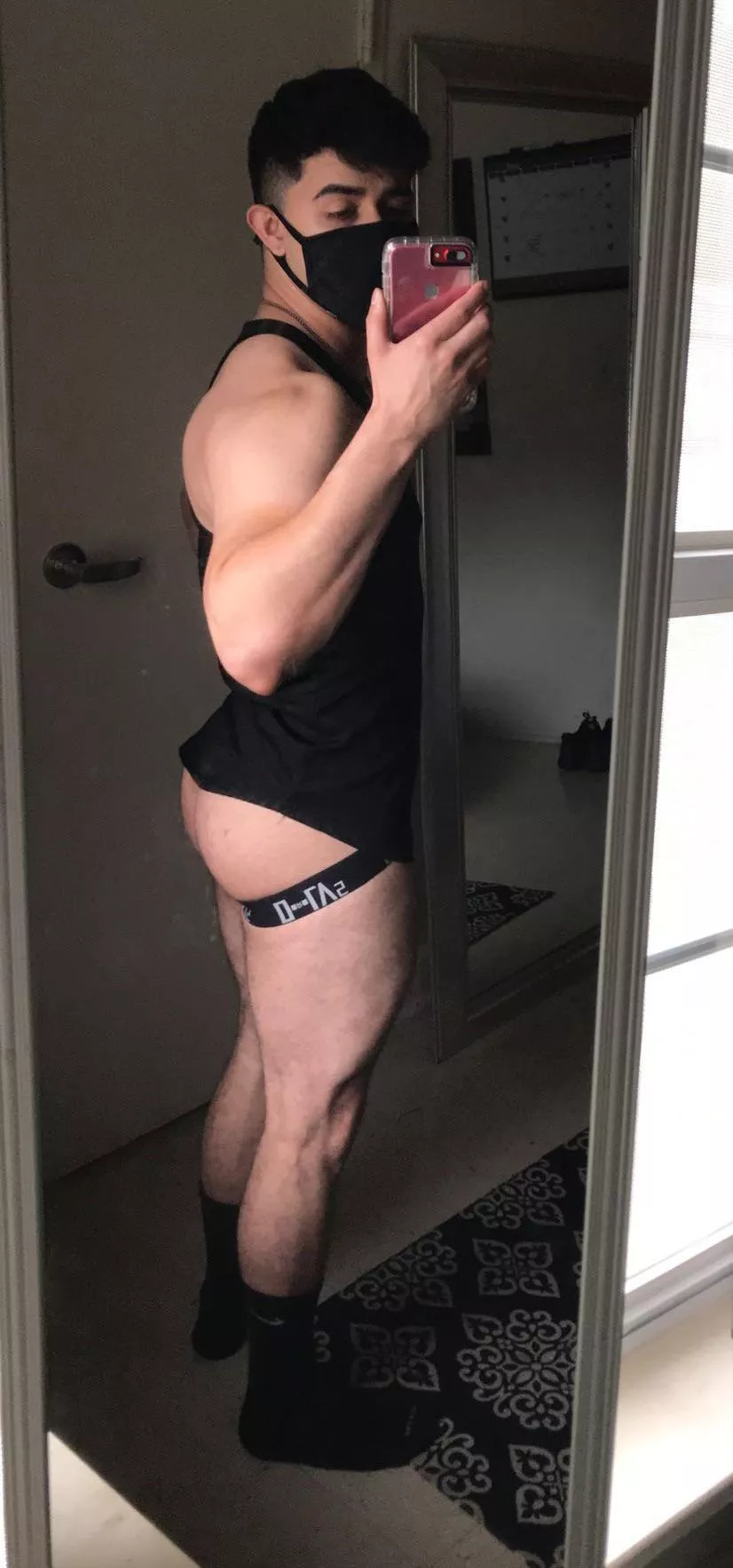 Look at my fat ass hanging out my jockstrap 😳🍑 OF link in comments. Free vid when you say you came from Reddit