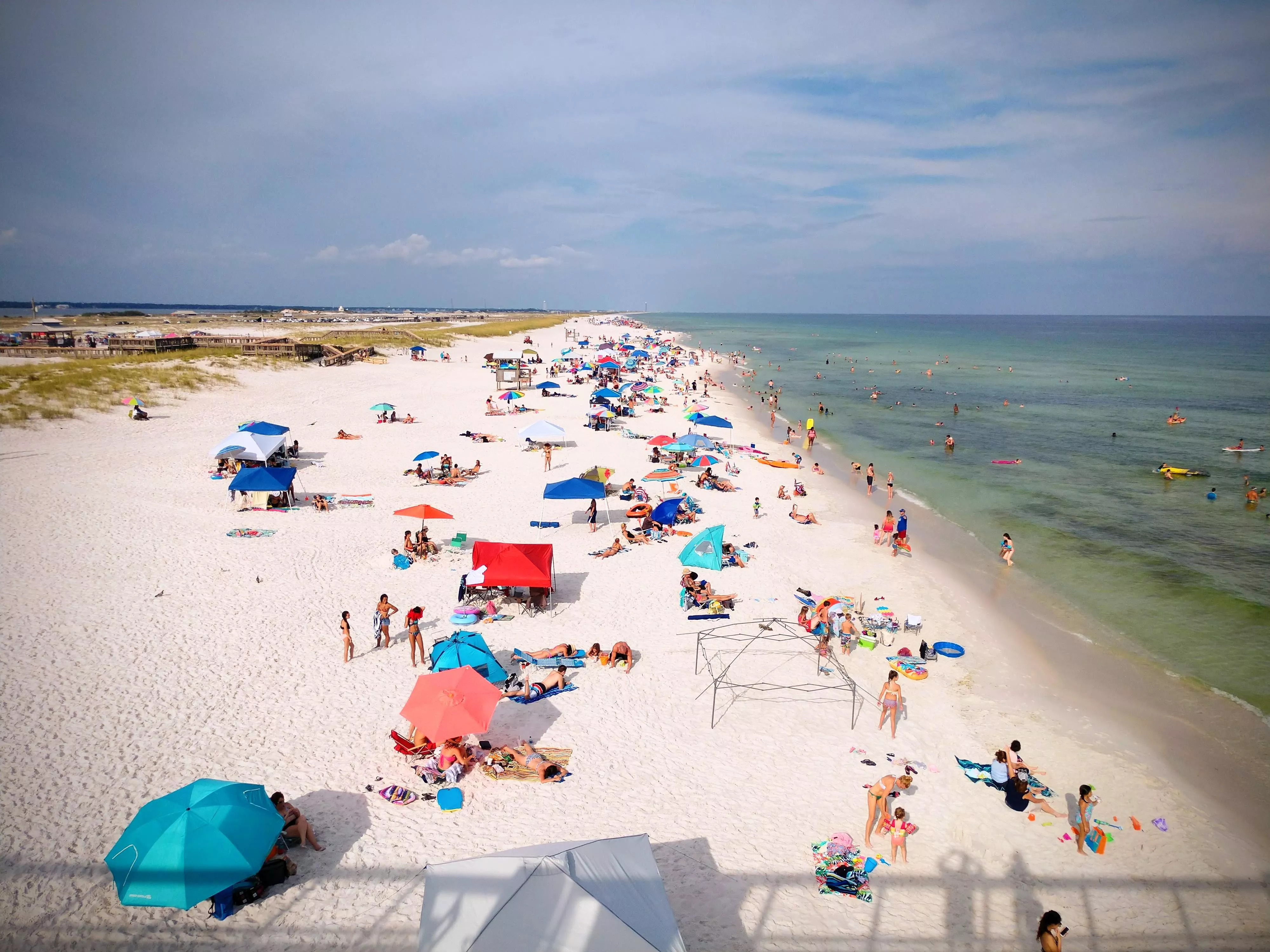 Looking east on the pier at Navarre Beach, FL, USA in 2018