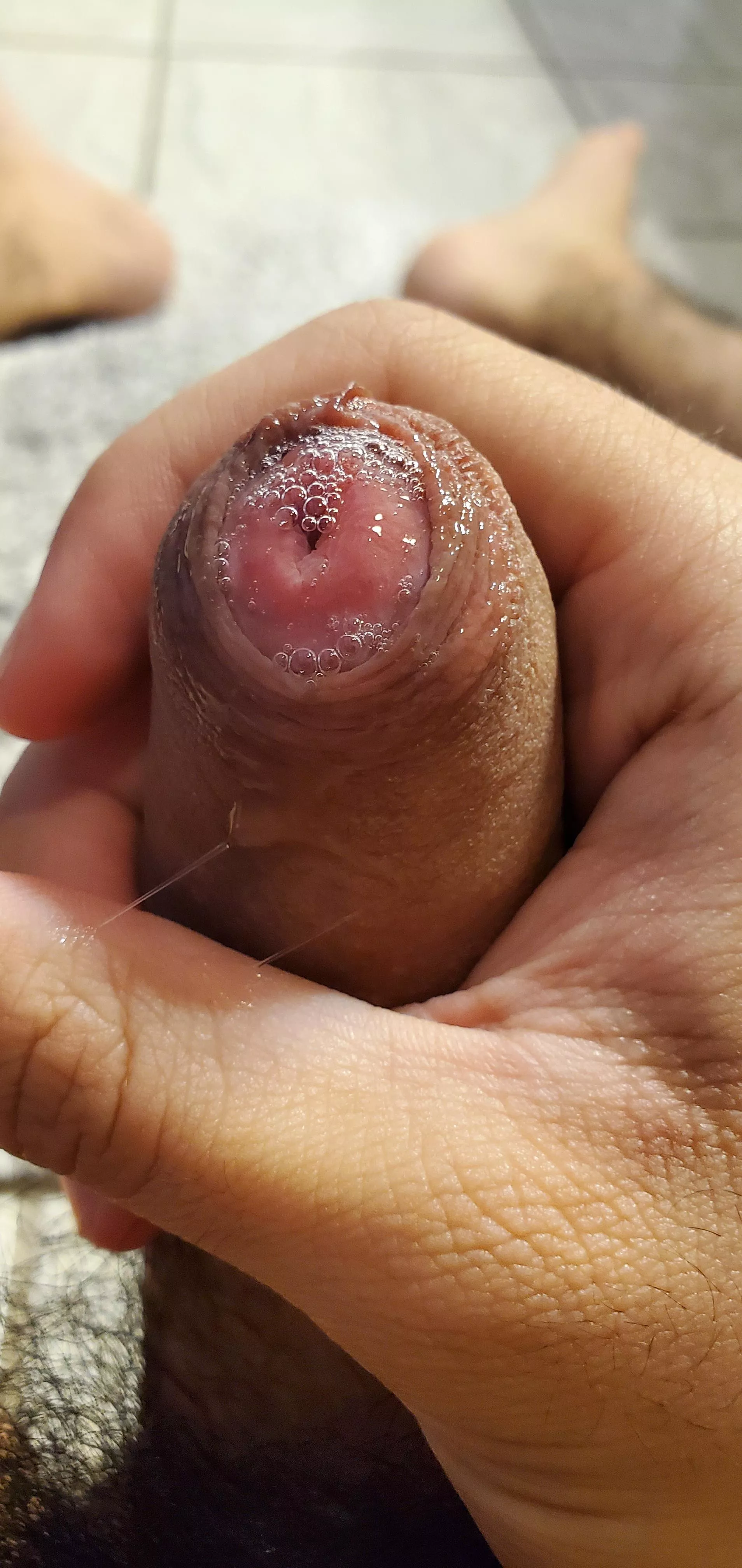 love collecting precum on my foreskin