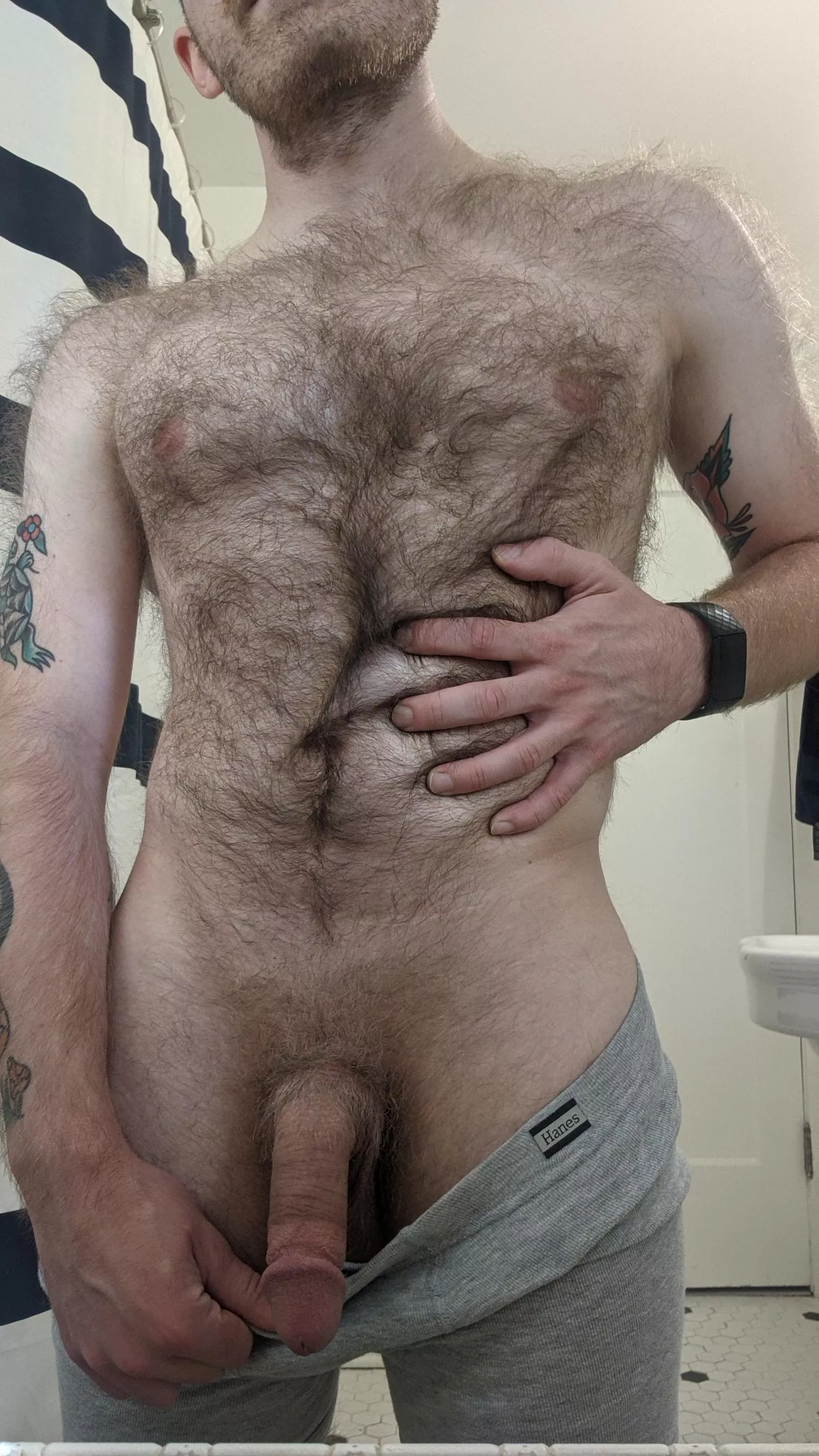 Love feeling my hairy stomach ðŸ¤¤