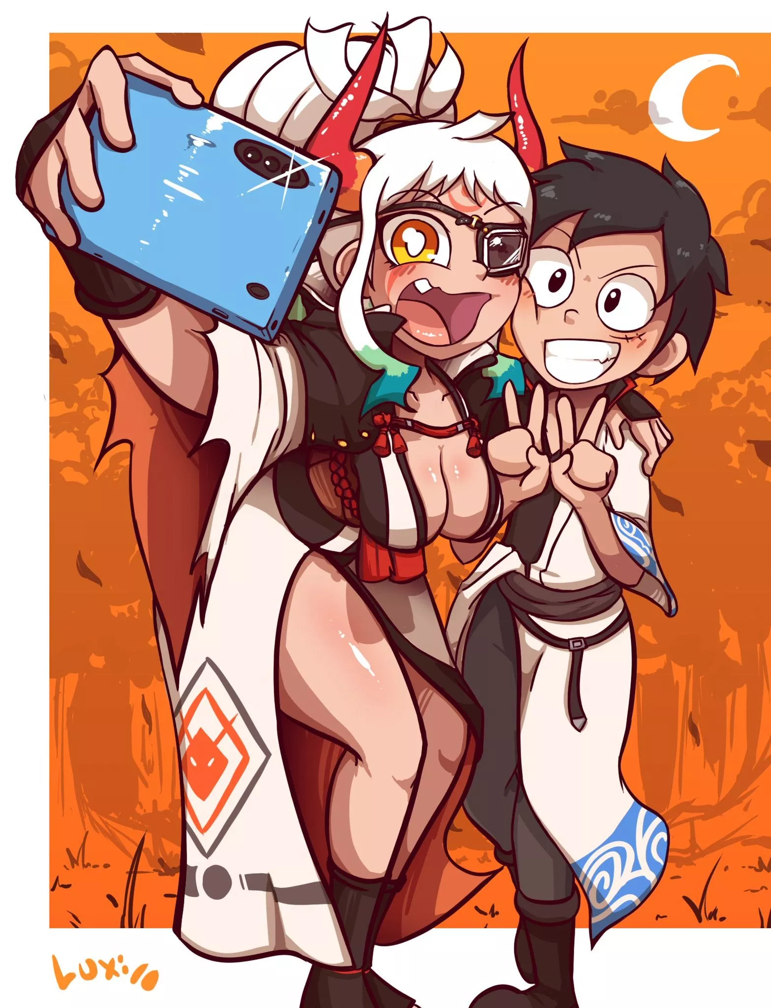 Luffy and Yamato's Halloween Costumes (luxidoro)