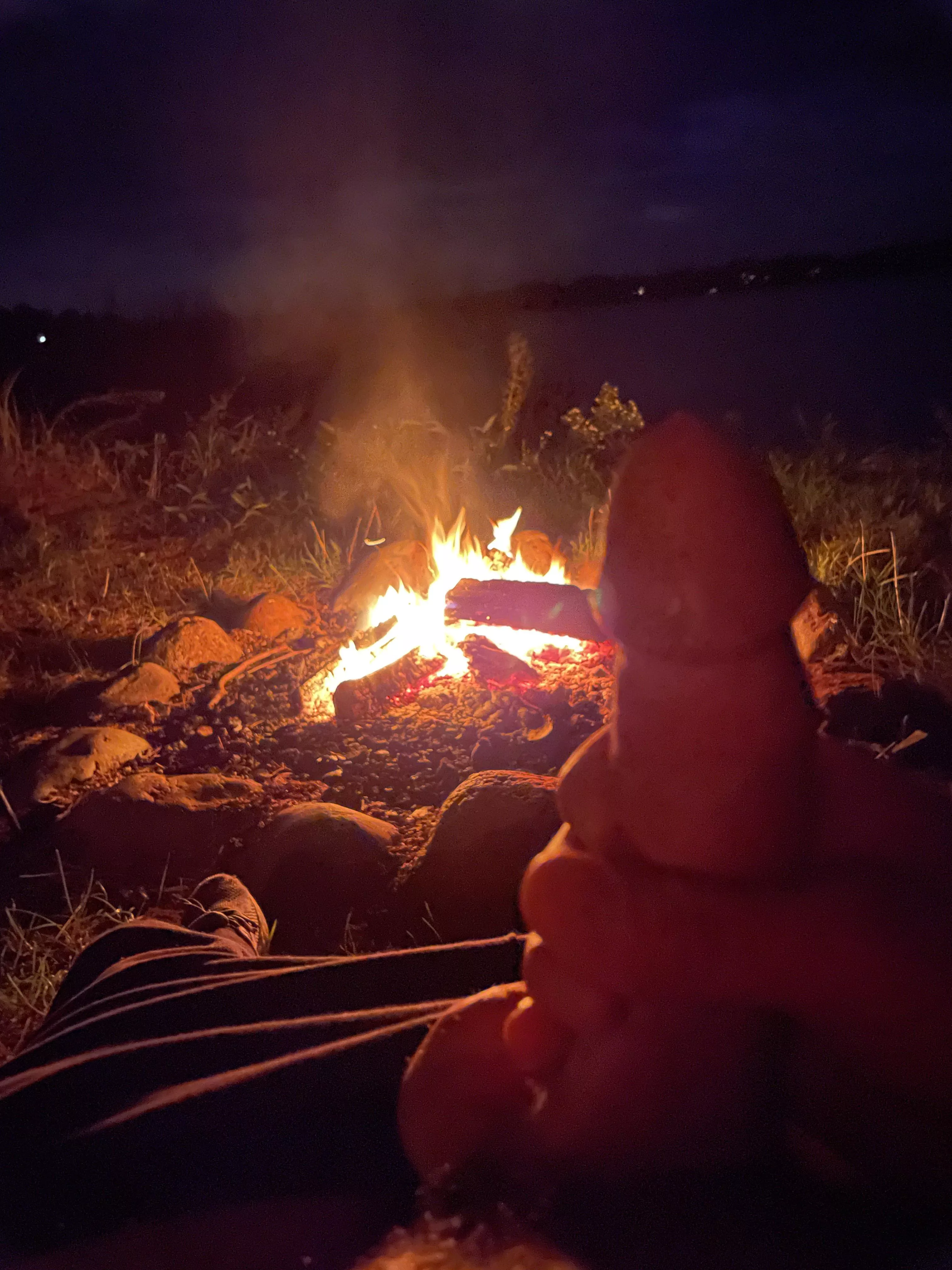 [M] Enjoying a lakeside fire