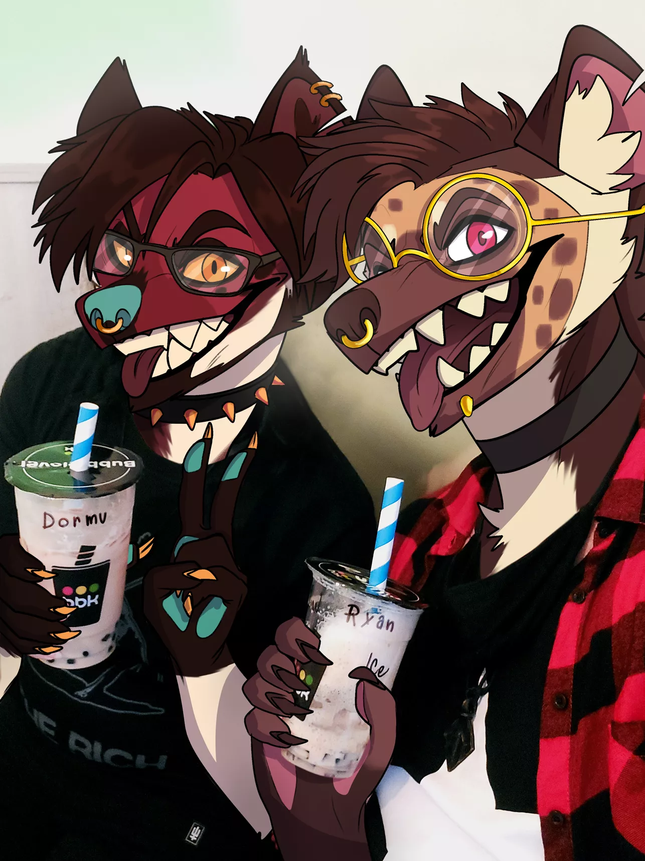 Made a paint over of me and my Bro, Dormu, enjoying some boba (art by me @RyanCreativeDen on Twitter)