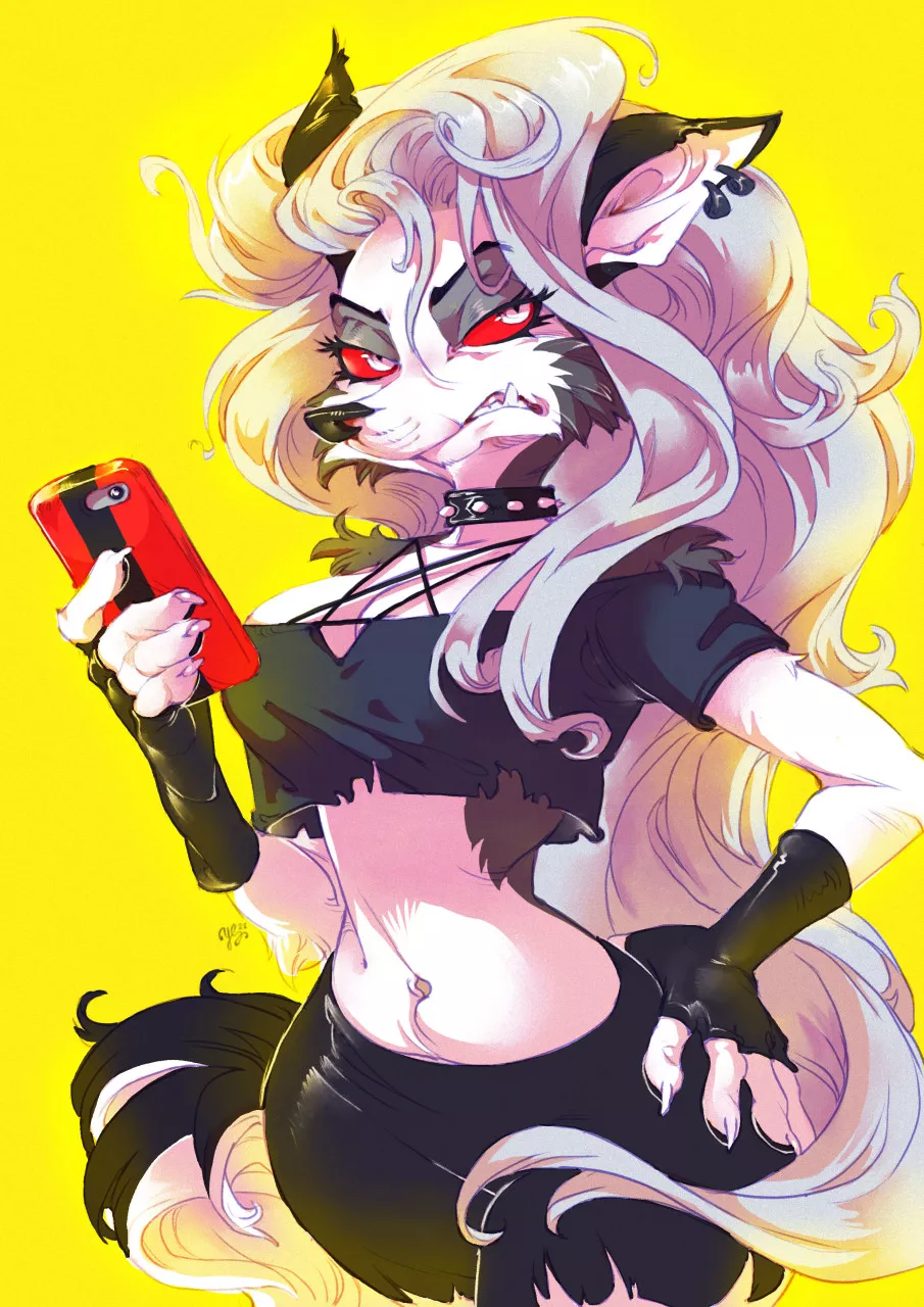 Made some fan art of Loona from Helluvaboss! 🐺✨