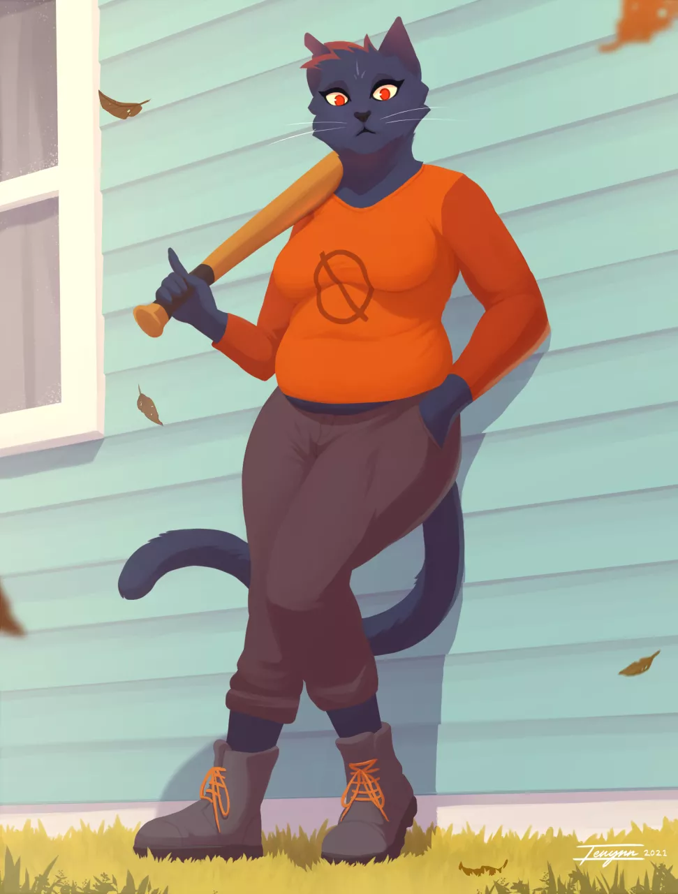 Mae from Night in the Woods [Art by me â€“ Twitter @TenynnArt]