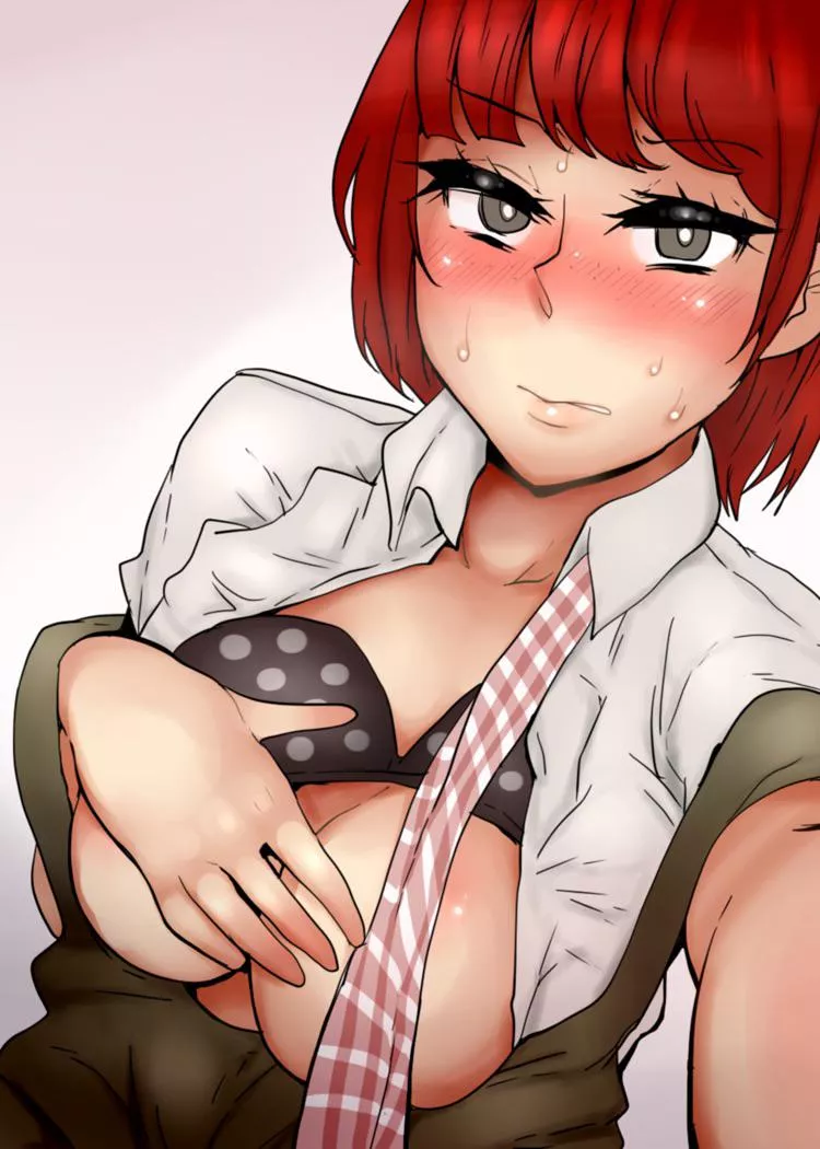 Mahiru being coy while taking a selfie [Danganronpa]