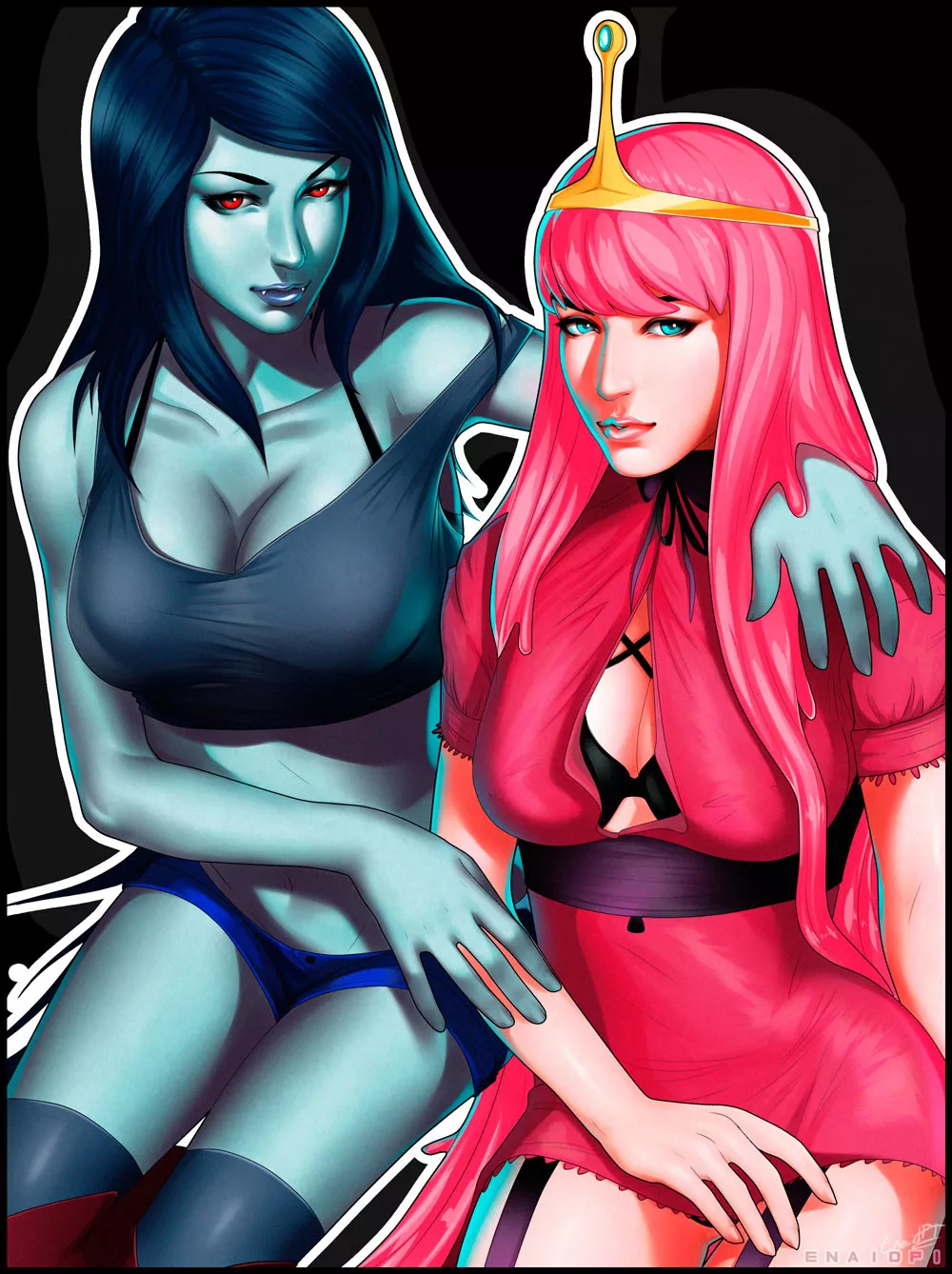 Marceline and Bubblegum Fanart by Enaid PI