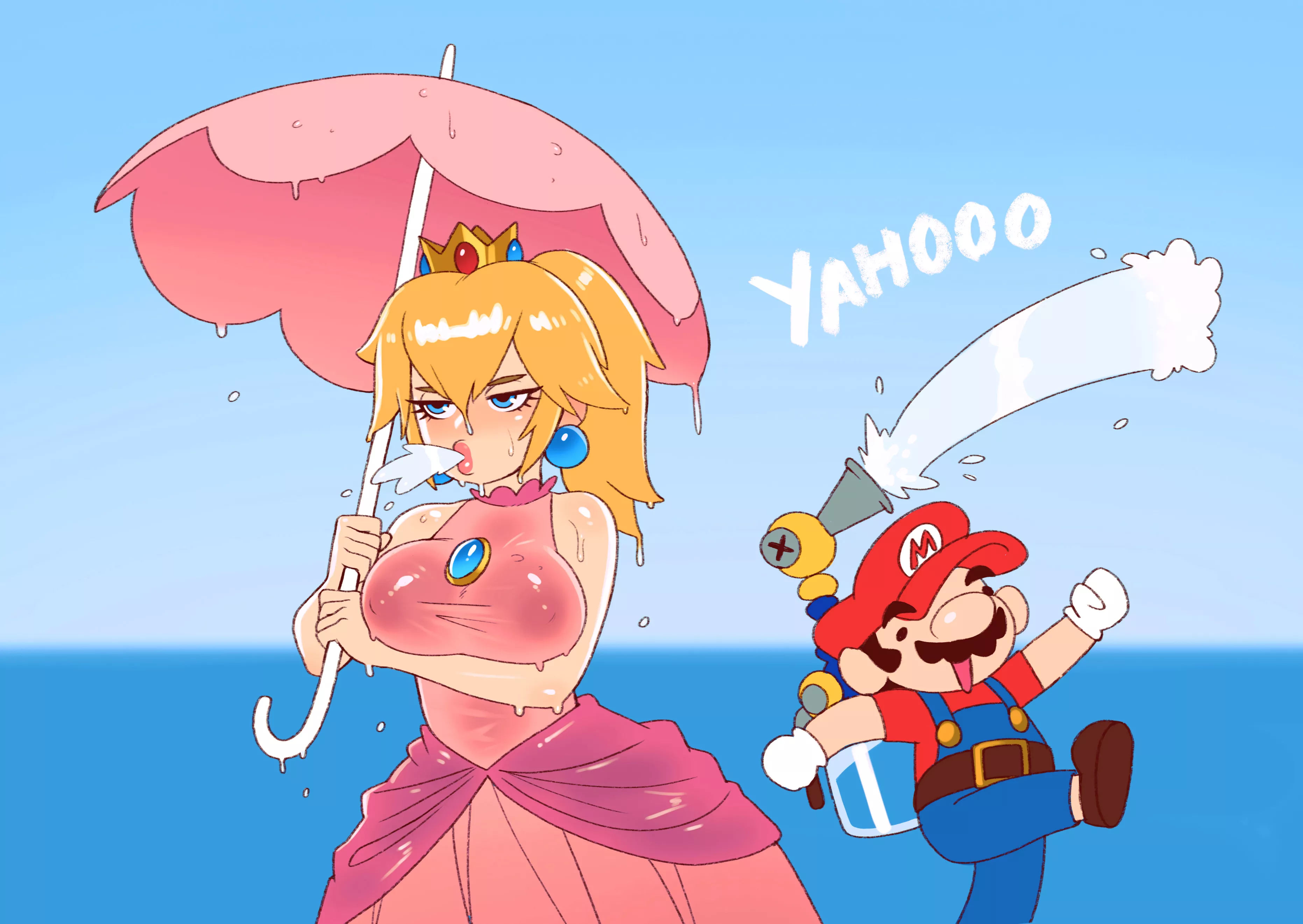 Mario getting Peach wet (Riz)