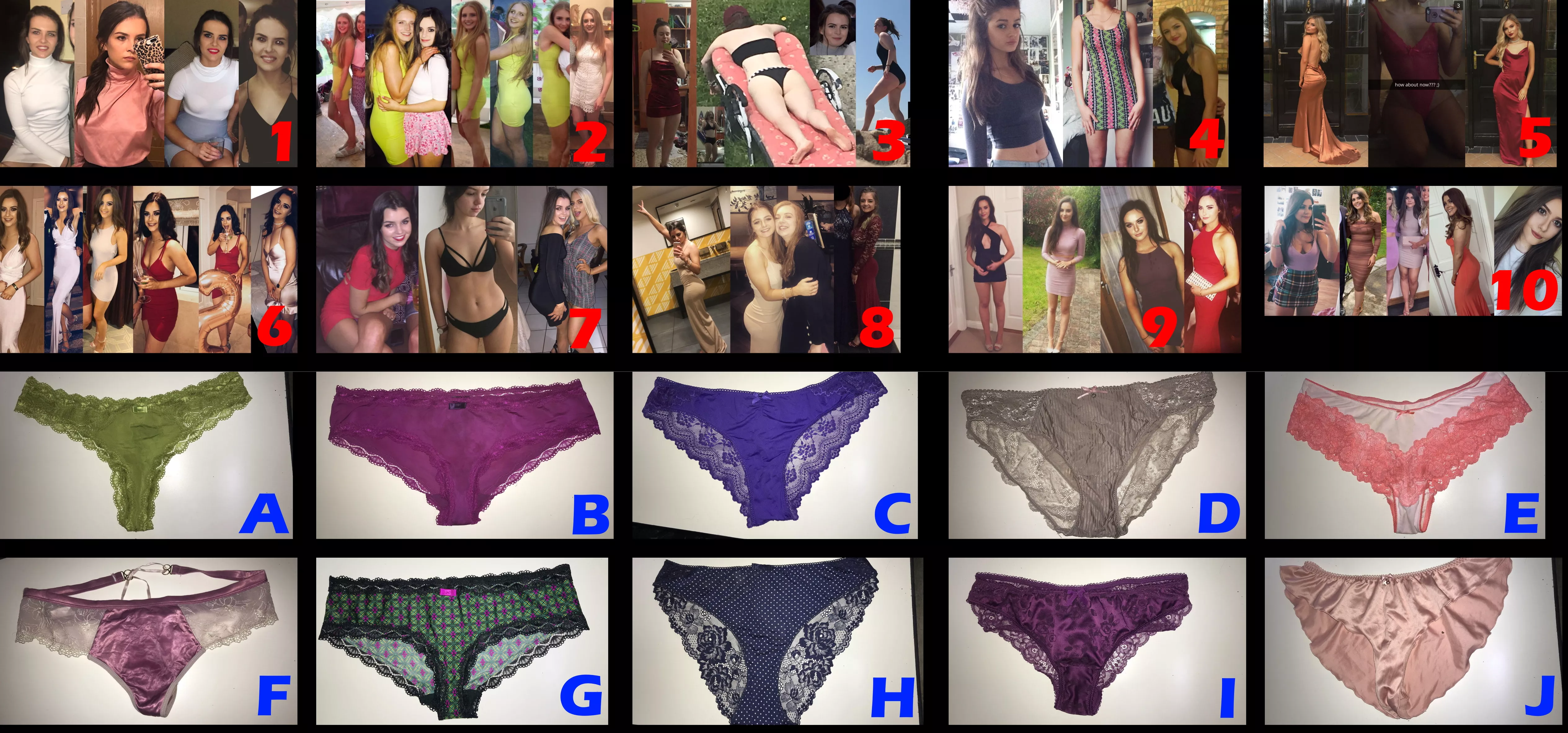 Match the girl with her panties. Winner gets her undies blasted