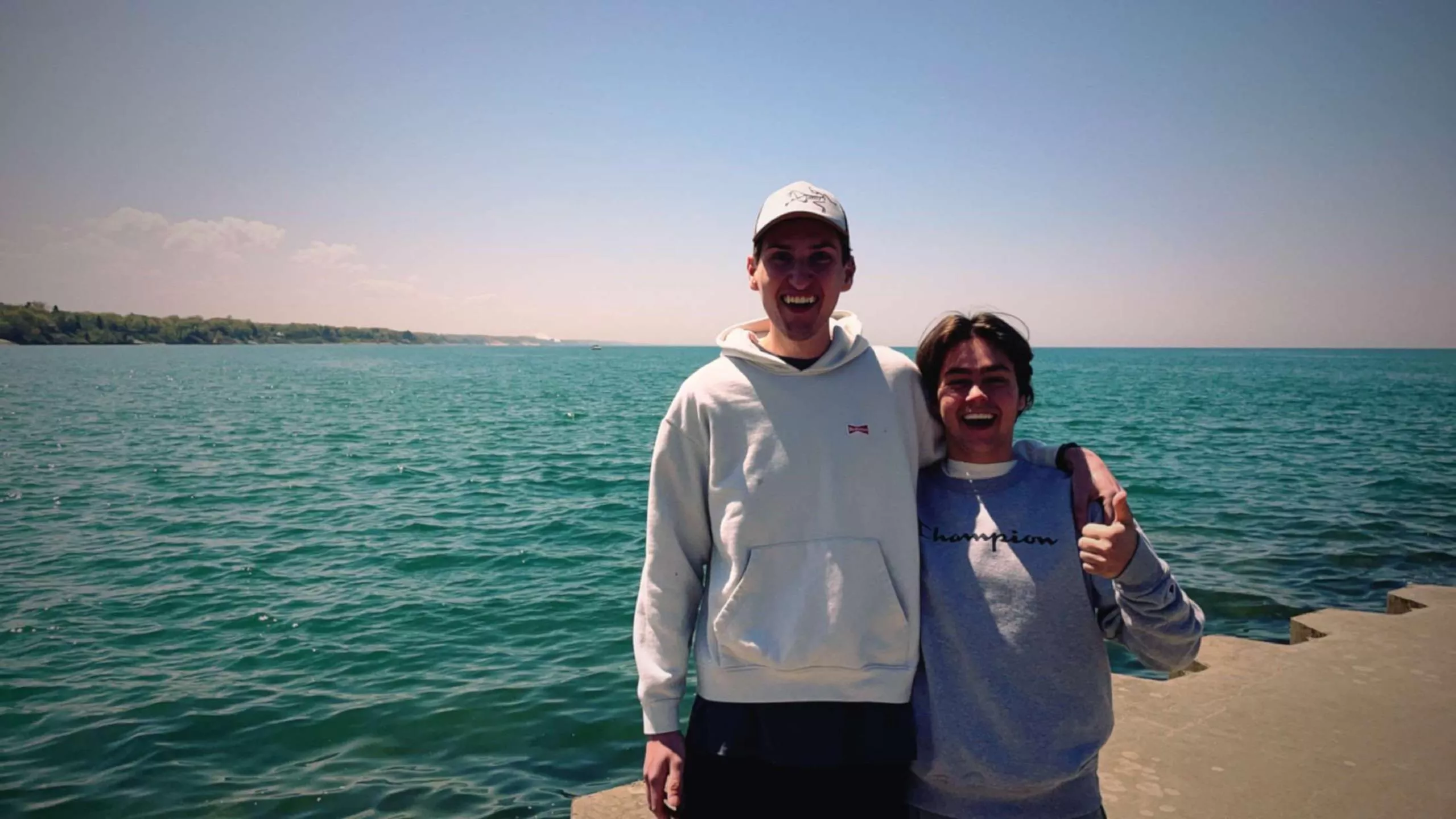 Me and one of my best friends at the south haven beach on the shore of Lake Michigan :)