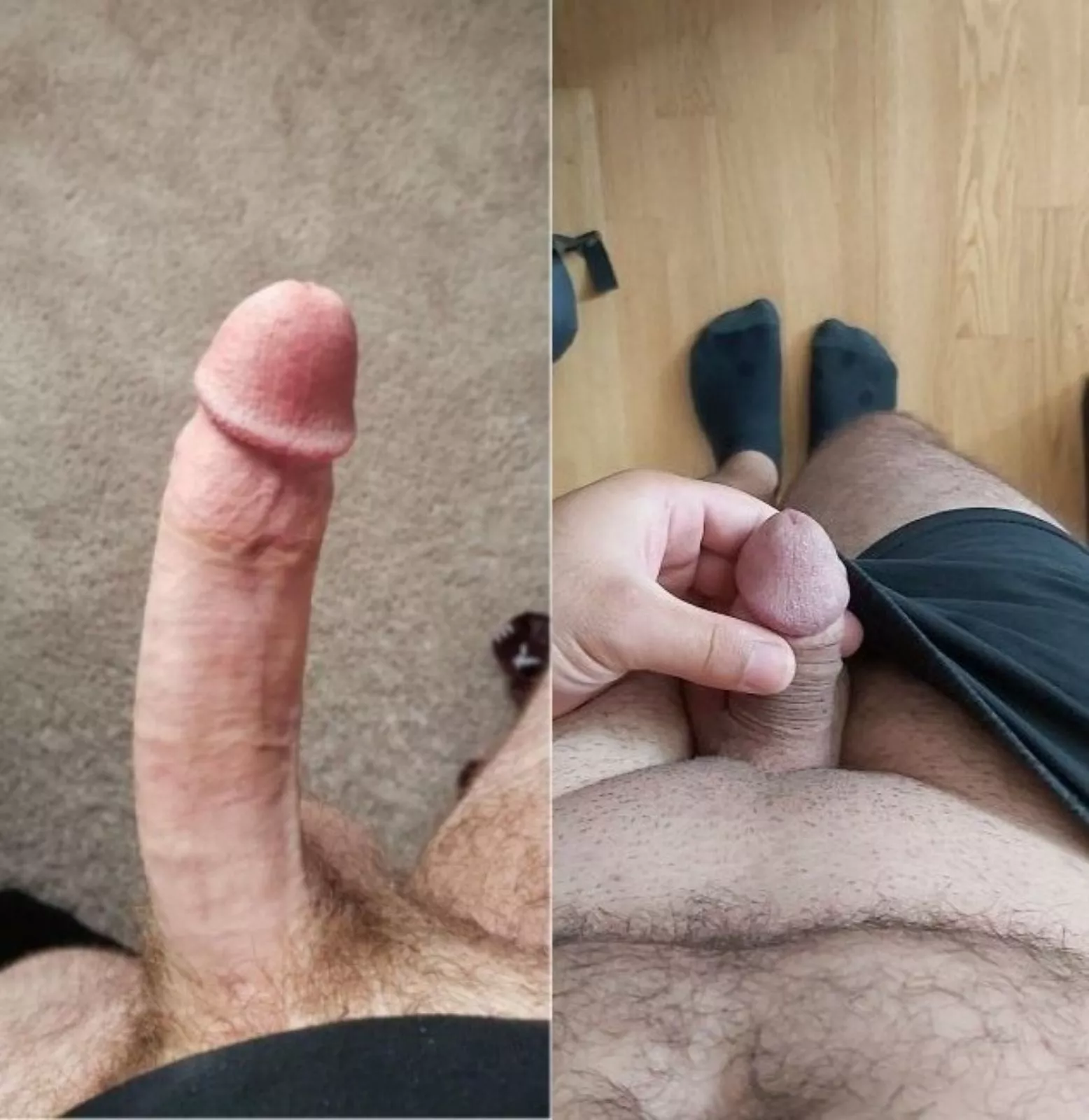 Me on the left vs anonymous kik user on the right, he says he is mostly hard here