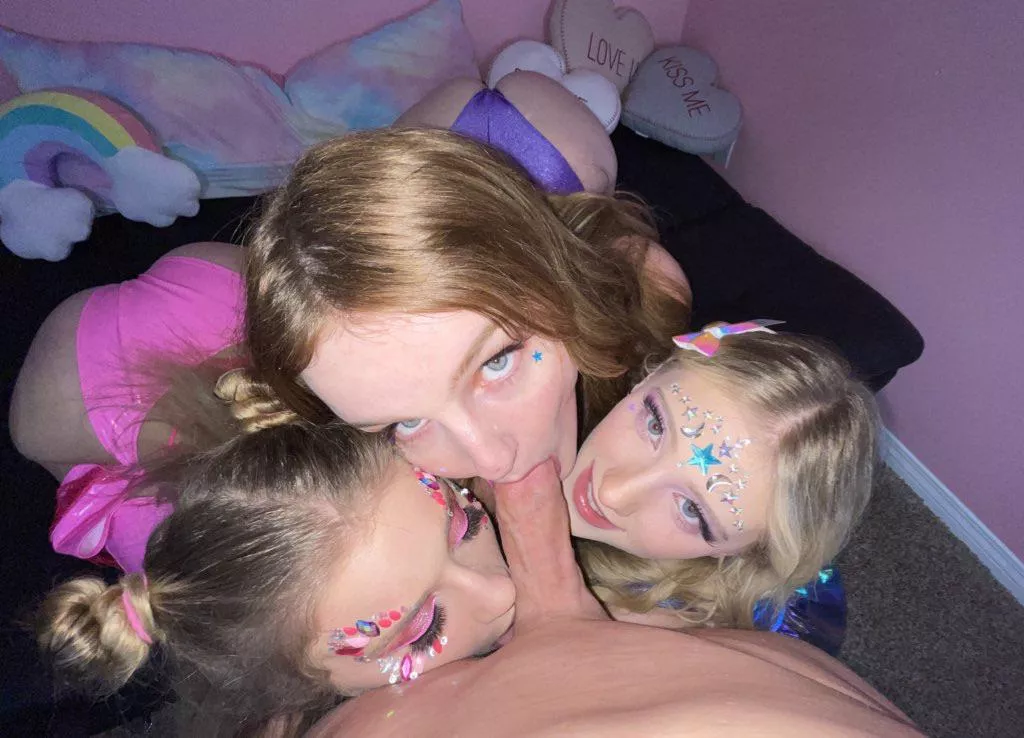 Melody Marks, Eliza Eves, & Taylor Blake brought me home from a rave just to fuck me. Make sure to stay tuned for the new video dropping soon. Can you guess who I covered in cum? 👀💦