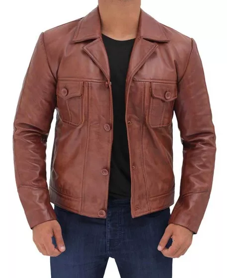 Men Maroon casual Leather Jacket - 25% off - || k2racegear ||