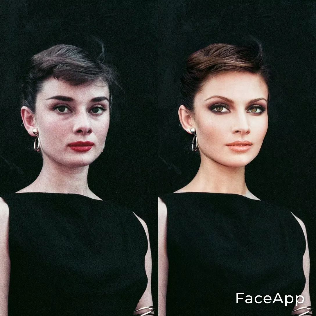 Merging Audrey Hepburn and Denise Milani's face