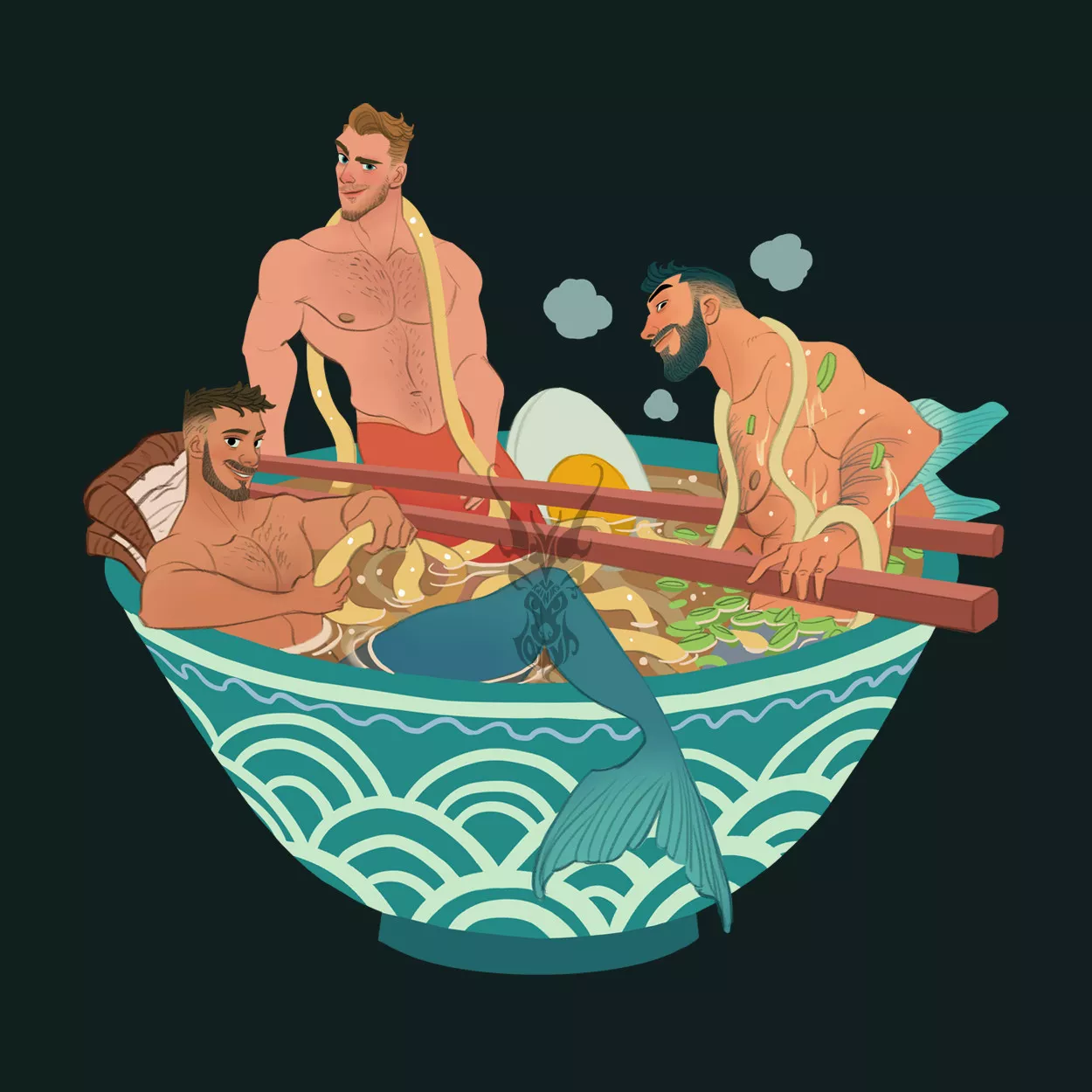 Mermaid and merman Tshirt design by David Ardinaryas Lojaya