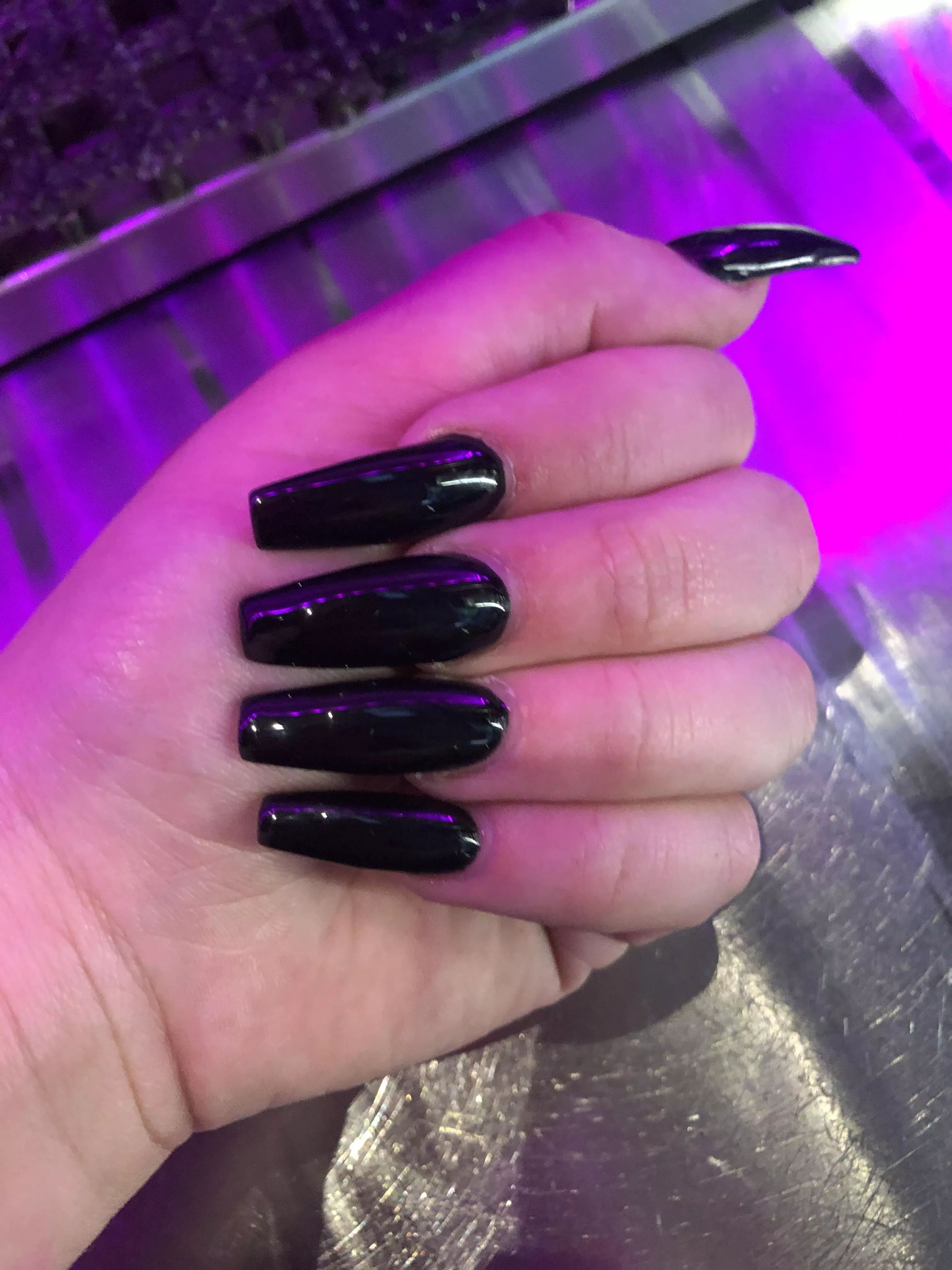 Mid shift manicure pic 🥰 I think the pink lights make em even better