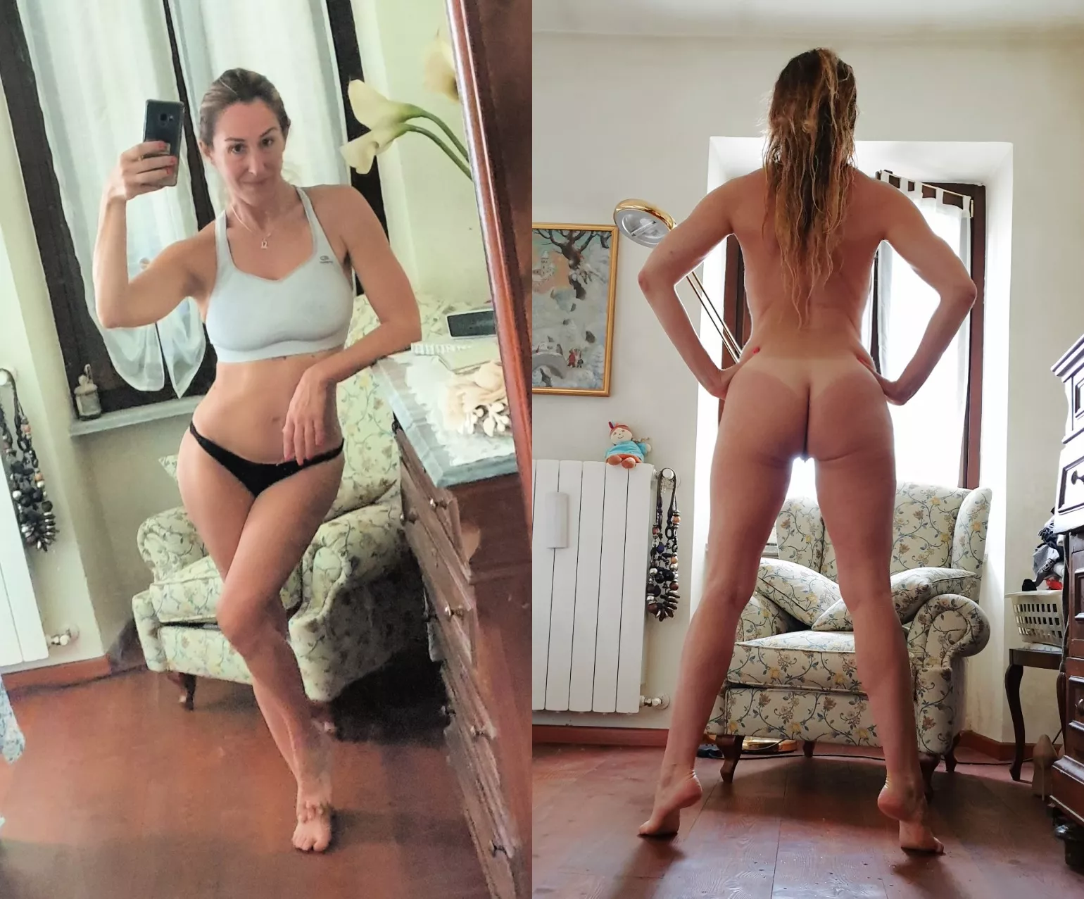 milf front clothed vs back nude